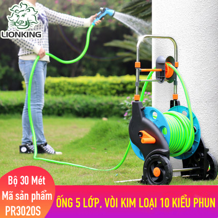 Bộ vòi tưới cây 30 mét PR3020S - ống 5 lớp, vòi xịt bằng kim loại 10 kiểu phun