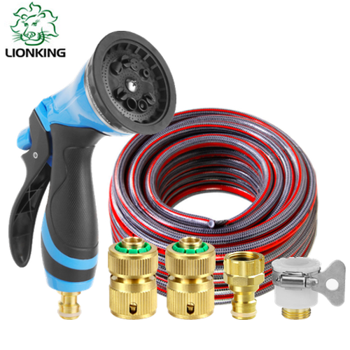 Bộ vòi tưới cây, rửa xe LionKing 10 mét CU-SD10 - ống 5 lớp, khớp nối bằng đồng, vòi xịt kim loại 10 kiểu phun