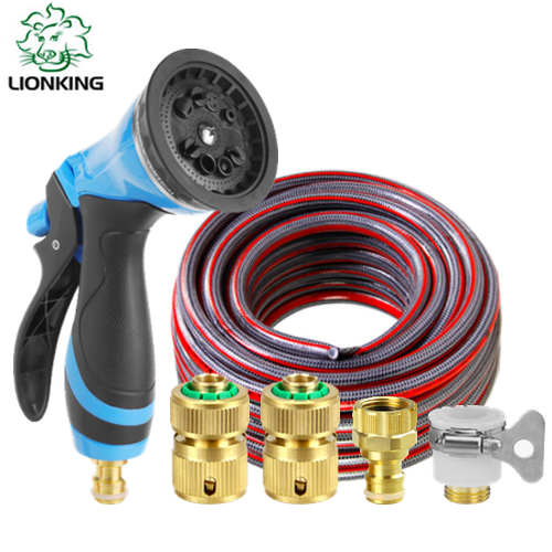 Bộ vòi tưới cây, rửa xe LionKing 5 mét CU-SD05 - ống 5 lớp, khớp nối đồng, vòi xịt kim loại 10 kiểu phun
