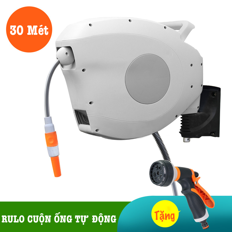 Bộ vòi tưới cây, rửa xe LionKing 30 mét HRW-30 (PHIÊN BẢN CAO CẤP) - Rulo thu cuộn ống nước tự động