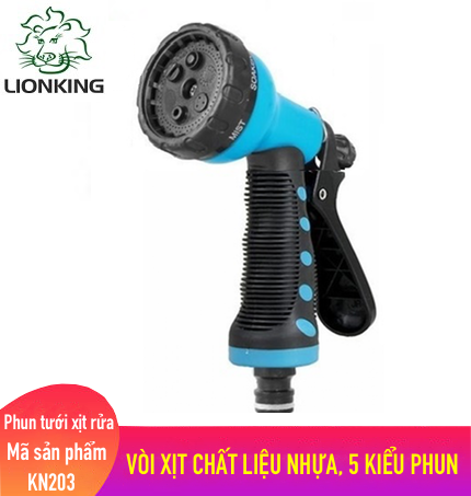 Vòi tưới cây rửa xe LionKing KN203 - vòi xịt nước làm bằng chất liệu nhựa có 5 kiểu phun