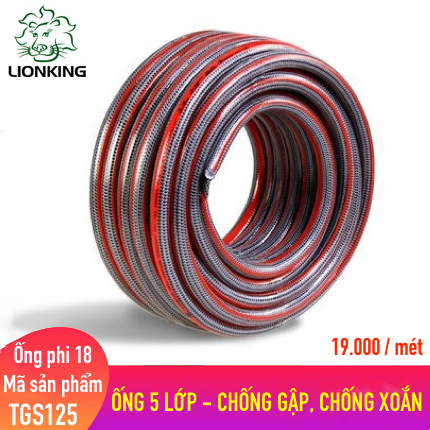 Ống nước LionKing TGS125 - phi 18  kết cấu 5 lớp chống gập, chống xoắn