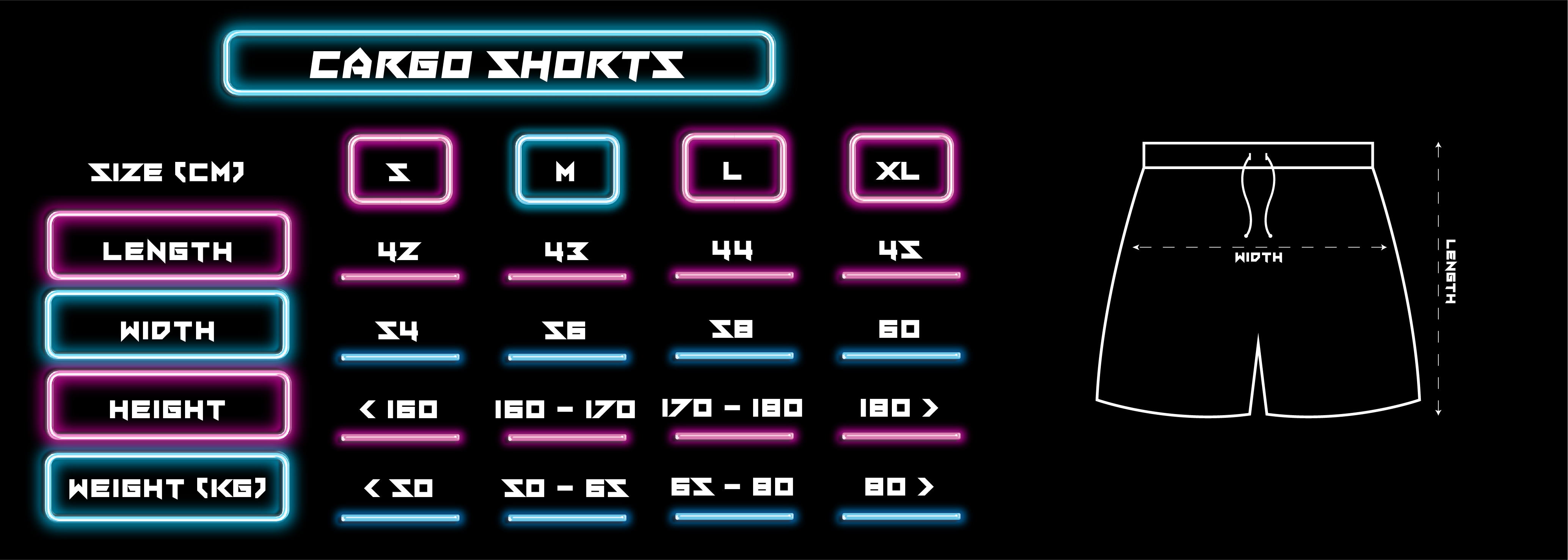 Trimming Shorts Size Chart