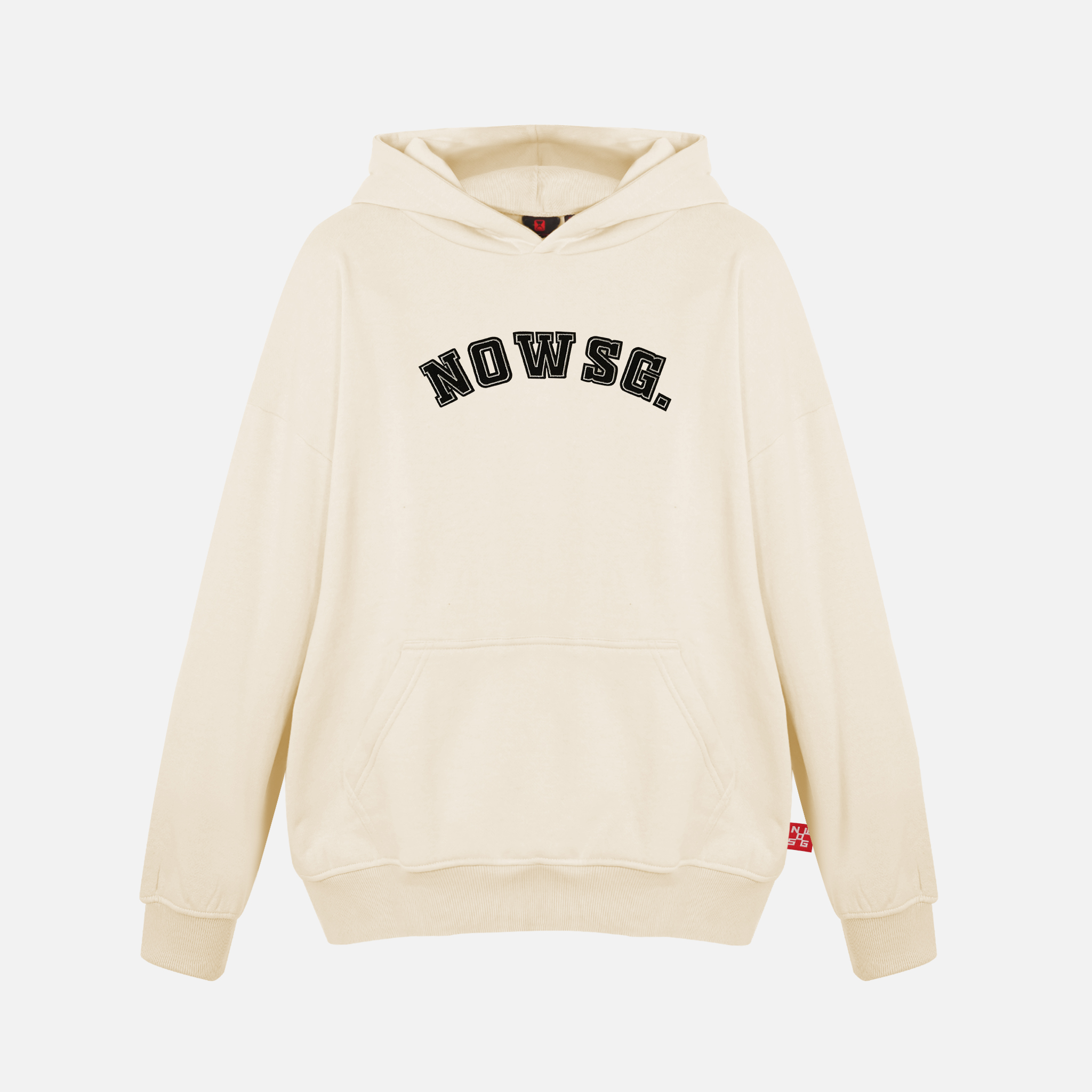 EMBROIDERED UNI NOWSG HOODIE - CREAM