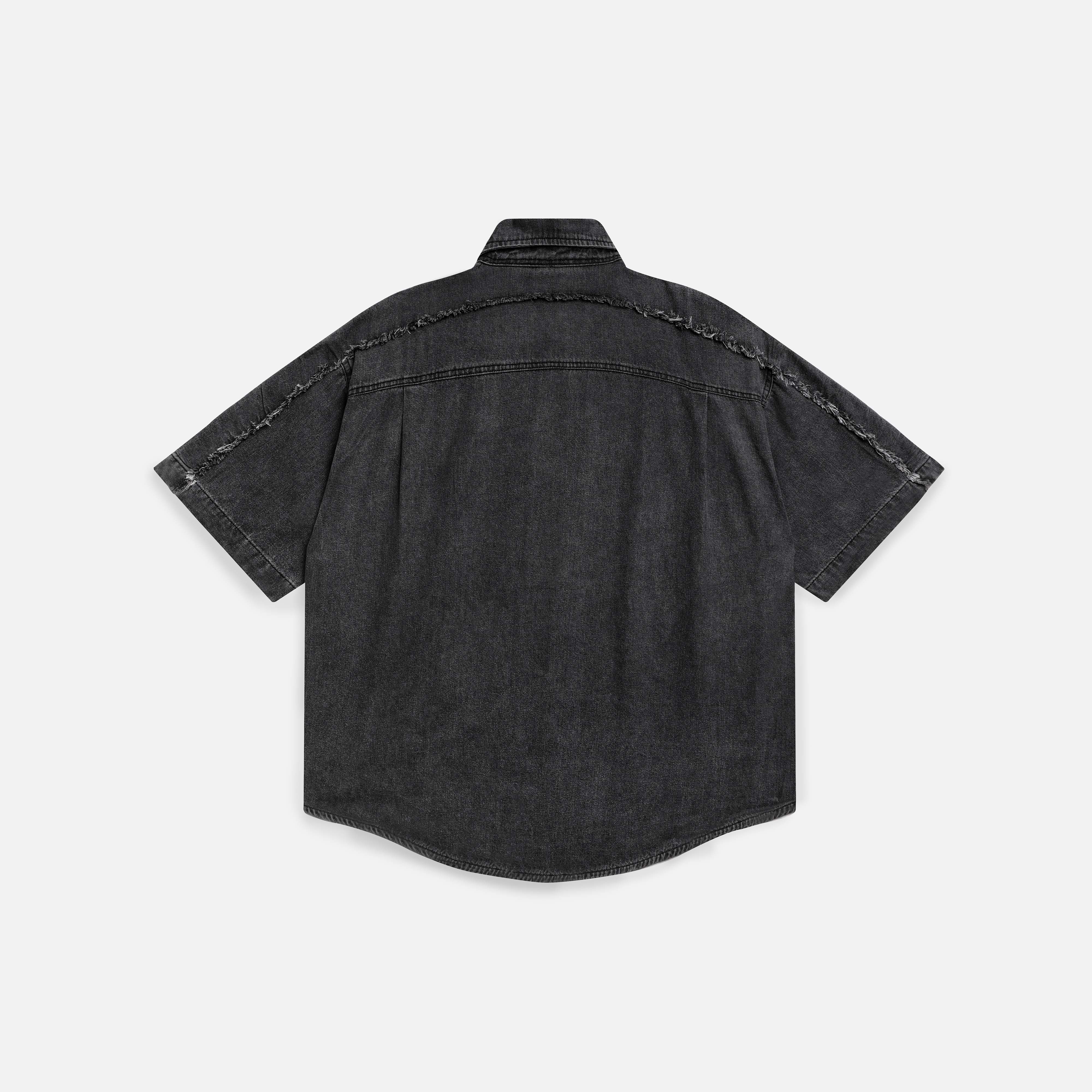 S/S PATCH DENIM SHIRTS - BLACK