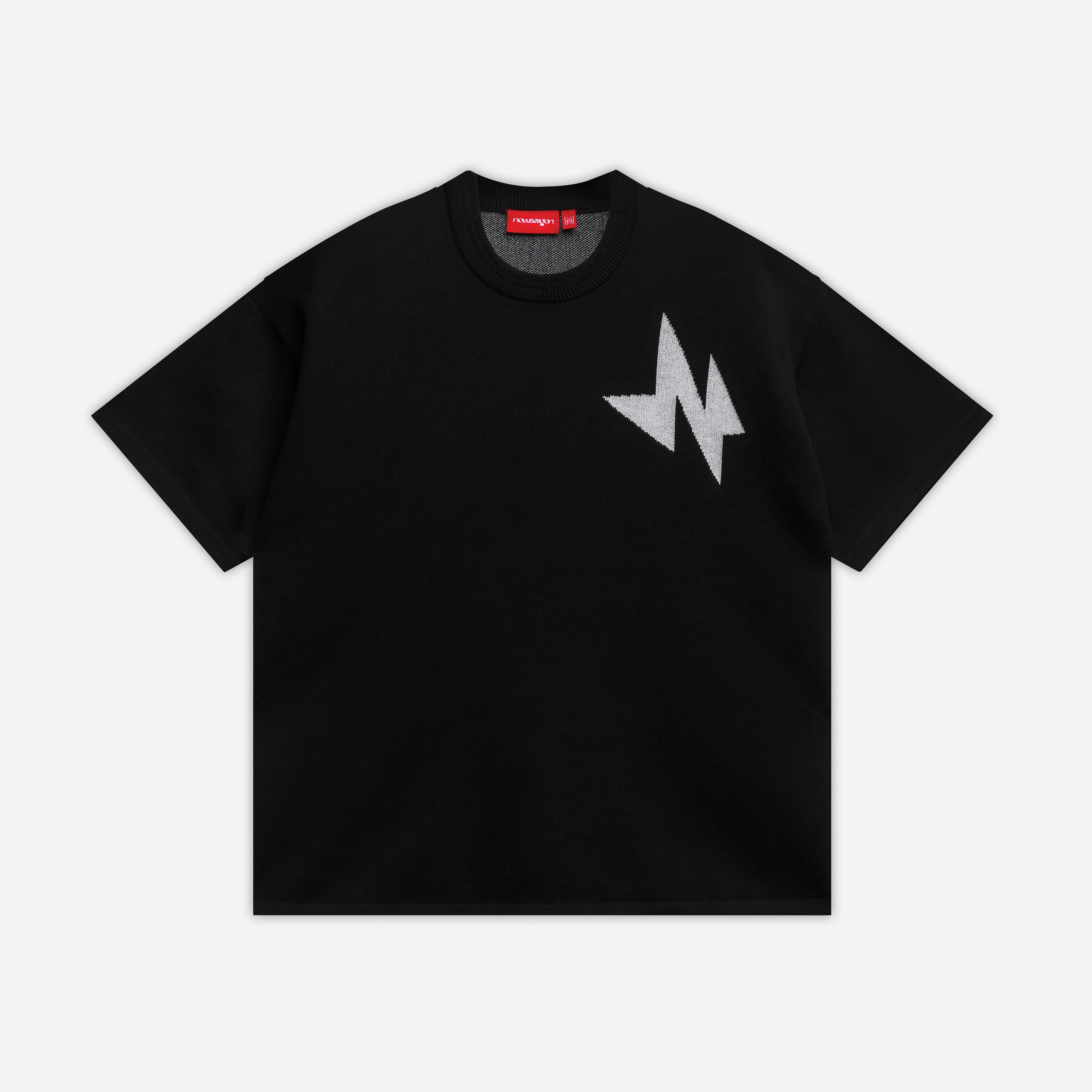 N LOGO KNIT TEE - BLACK