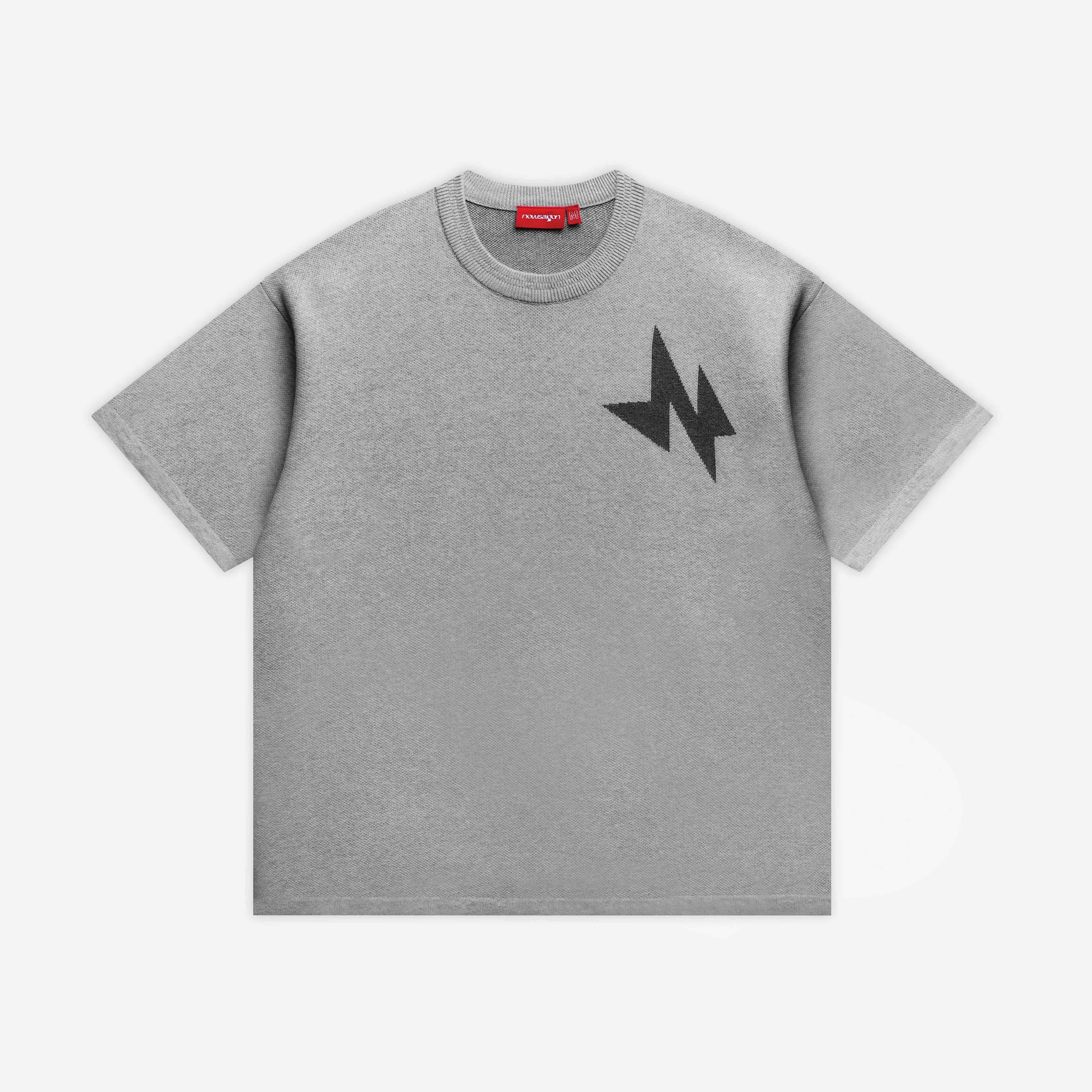 N LOGO KNIT TEE - GREY