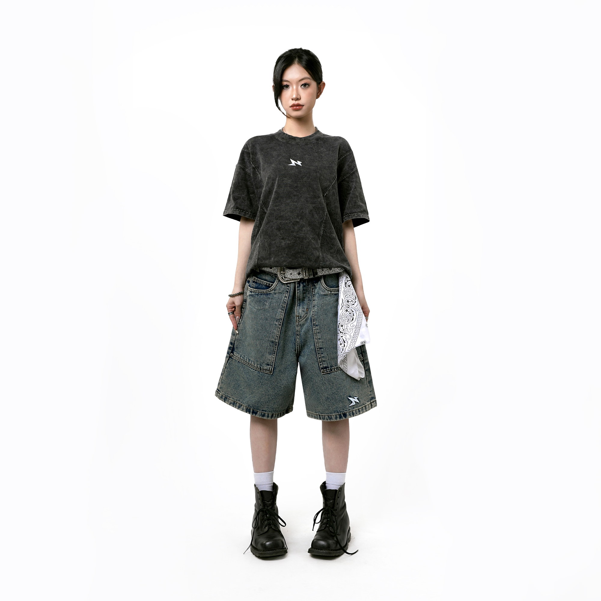 ARCLINE ACID WASHED TEE - BLACK