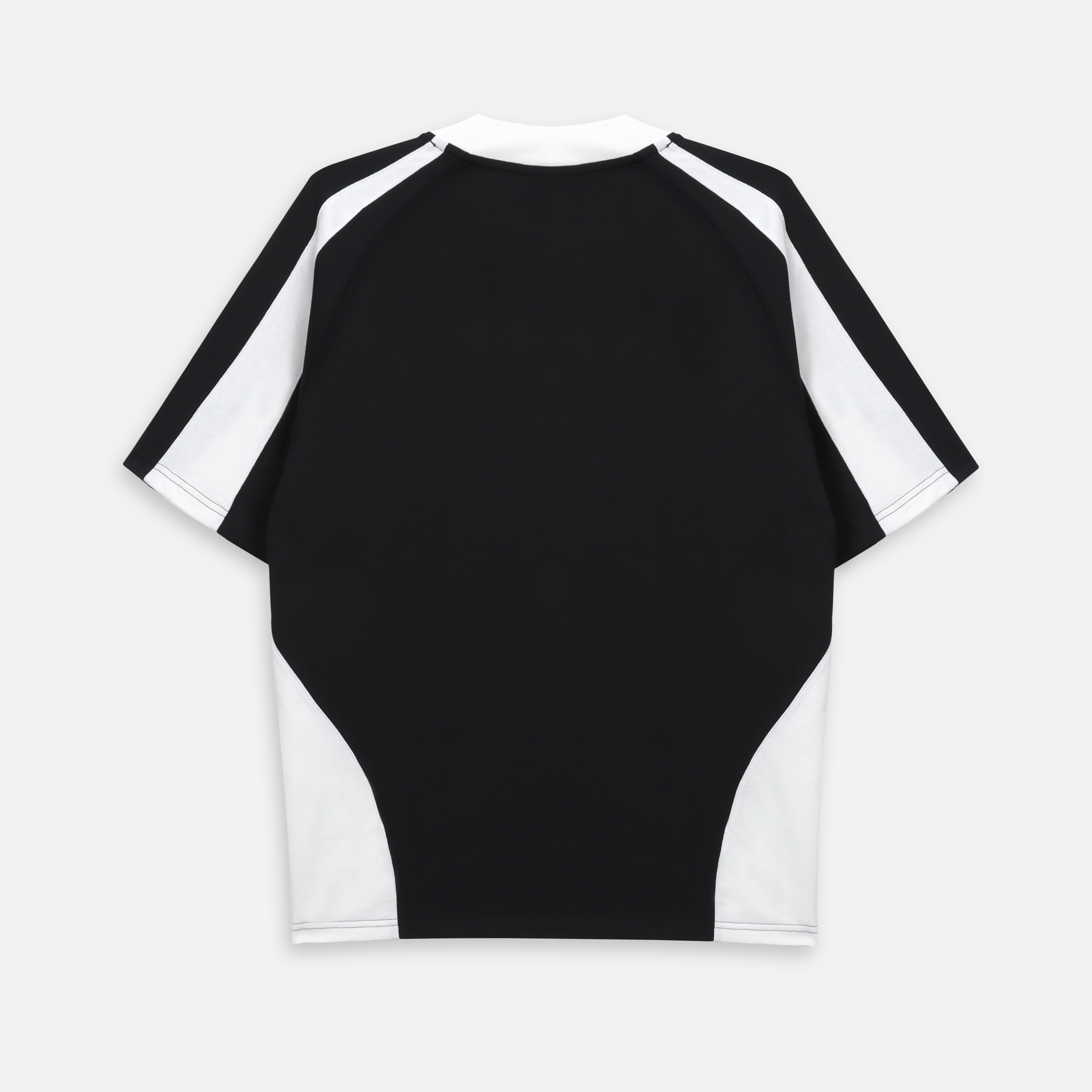 MIXED BOXY RAGLAN TEE - BLACK/WHITE