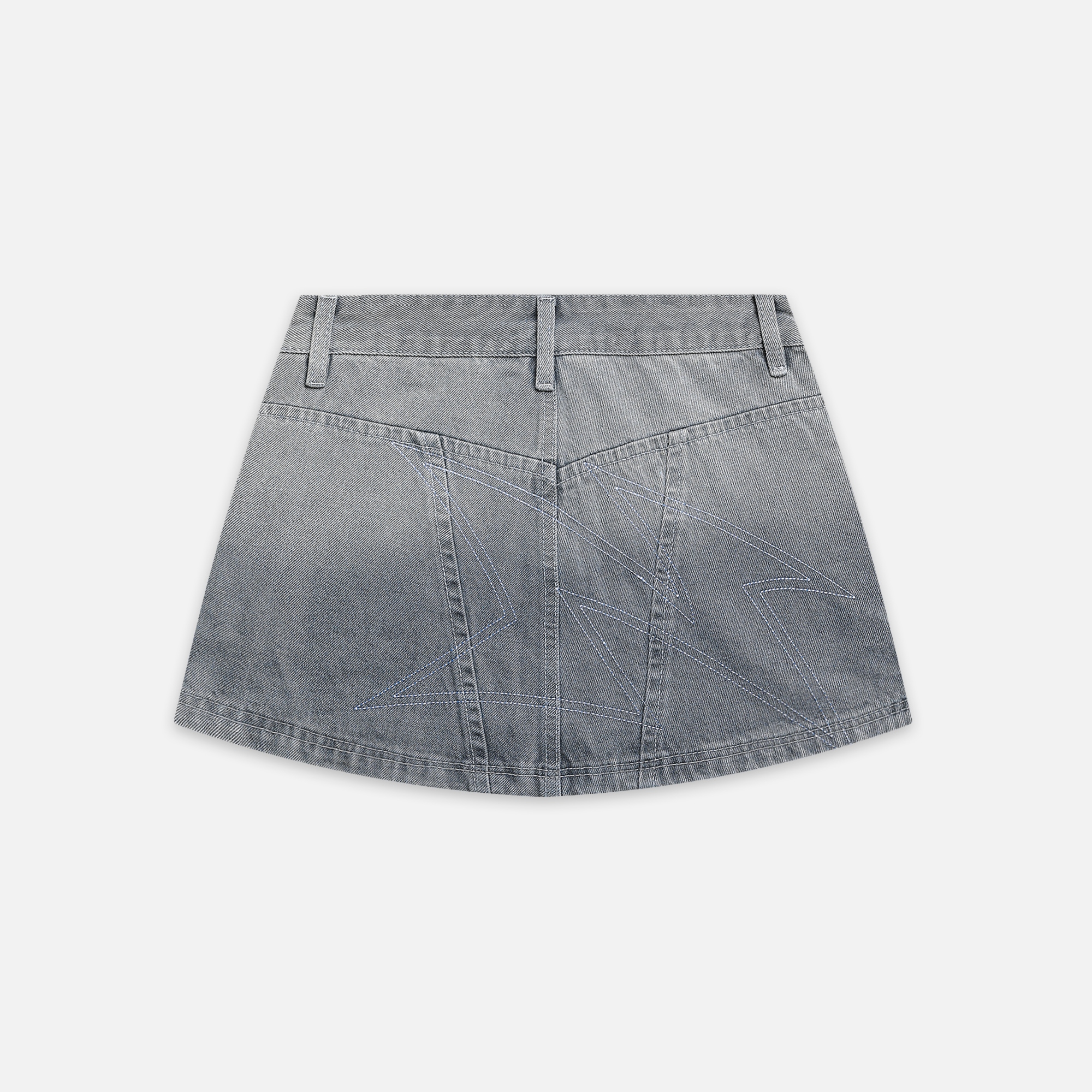 DENIM CARGO MINI SKIRT - WASHED GREY