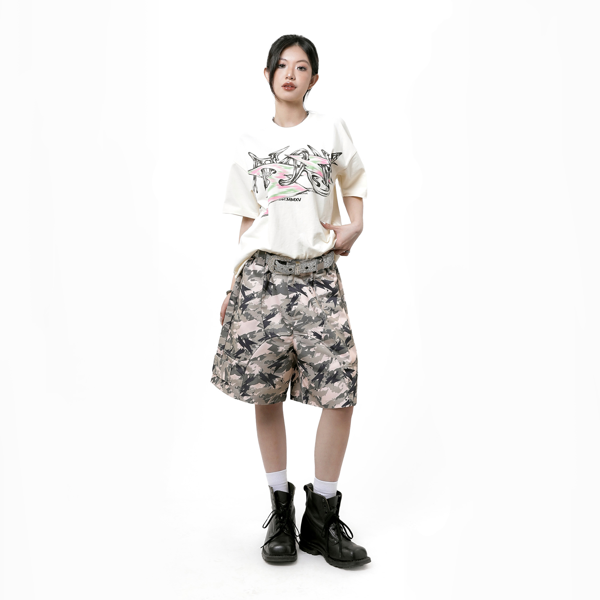 GLITCH TEE - CREAM