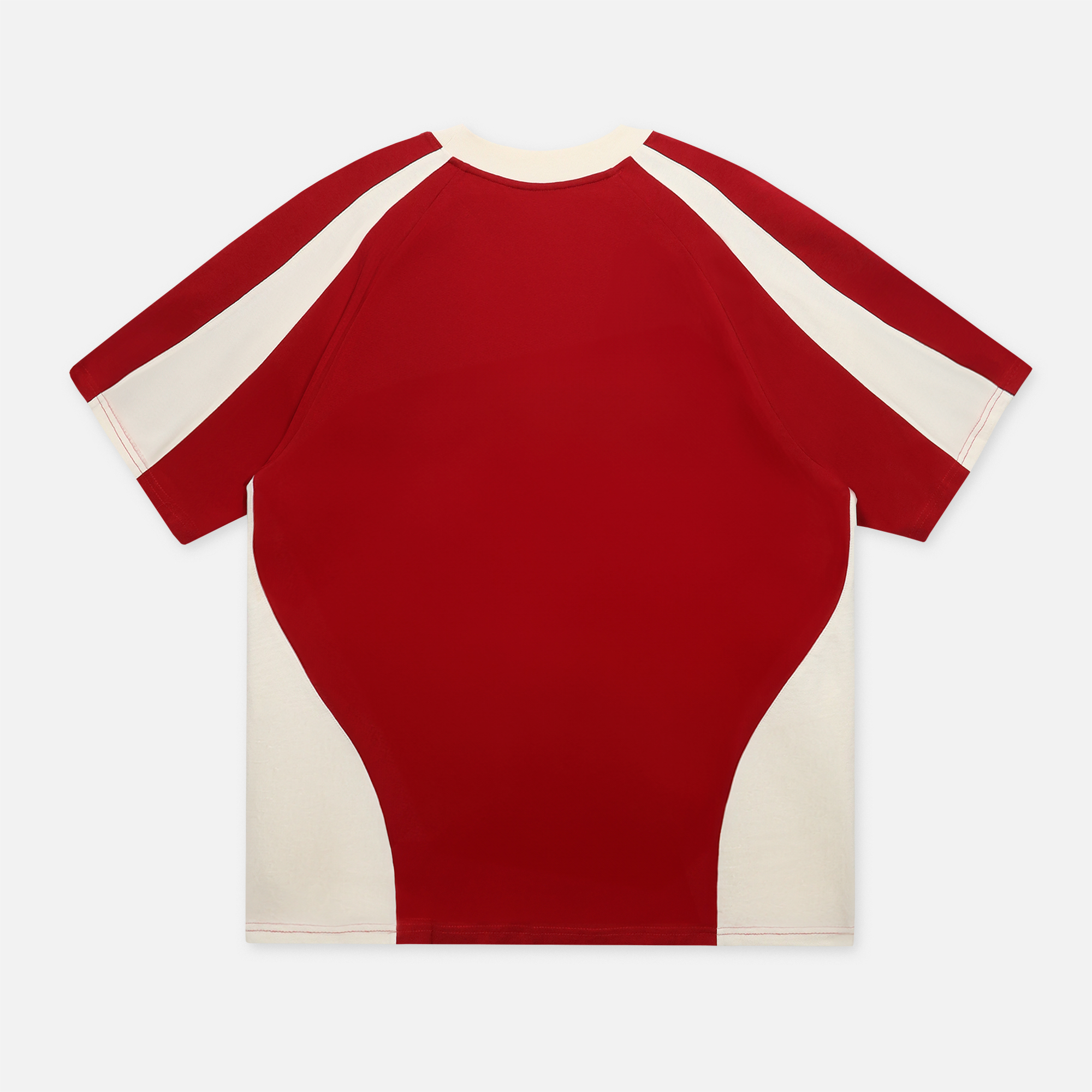 MIXED BOXY RAGLAN TEE - CREAM/RED