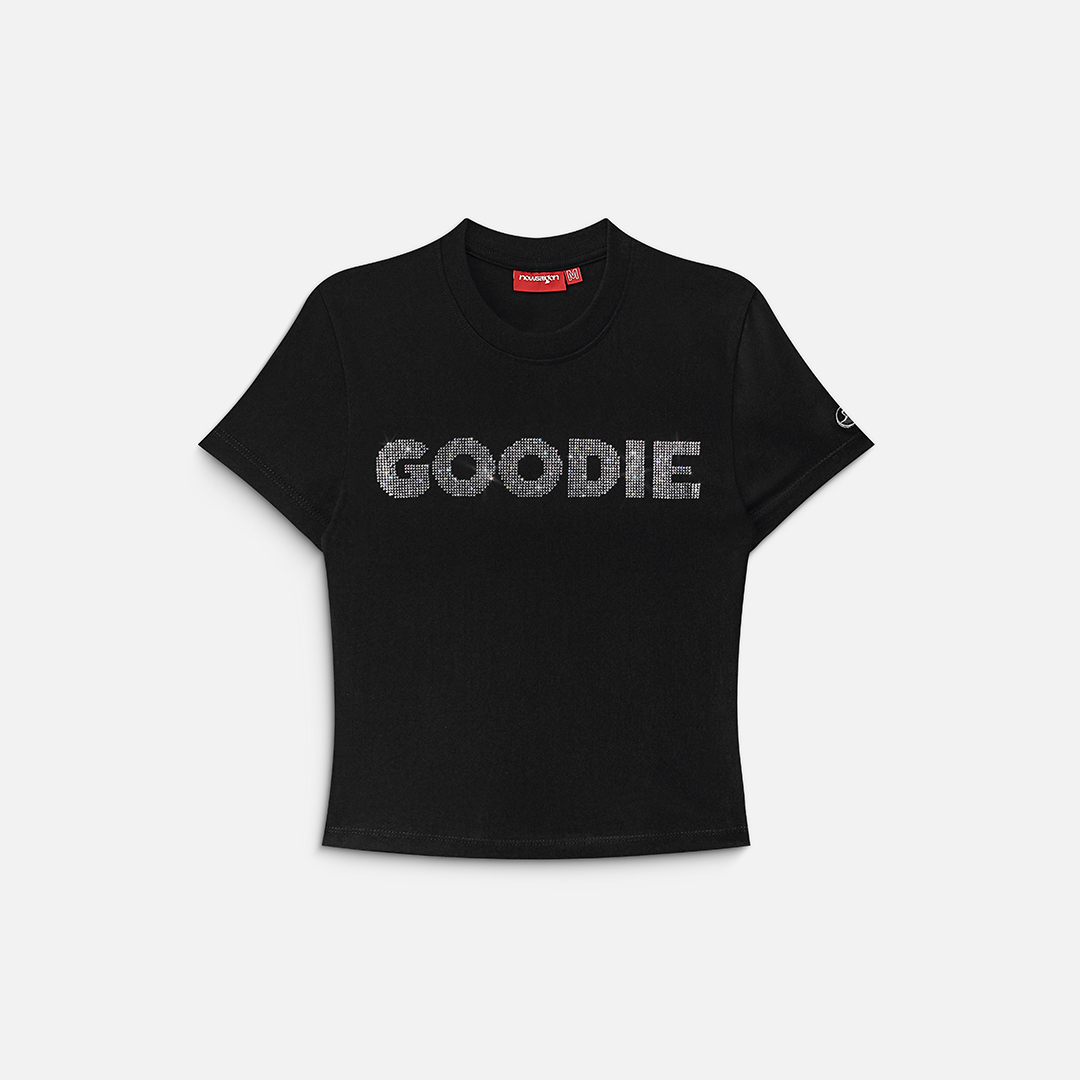 RHINESTONE GOODIE BABY TEE - BLACK