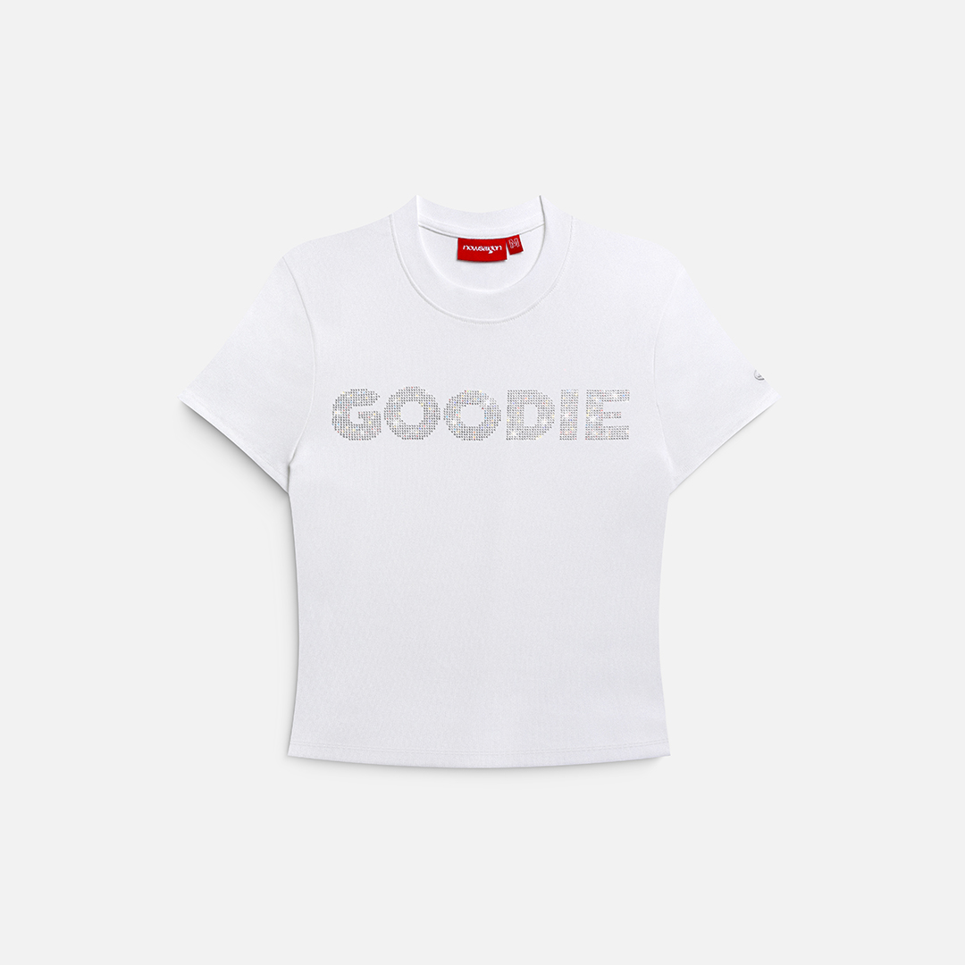 RHINESTONE GOODIE BABY TEE - WHITE