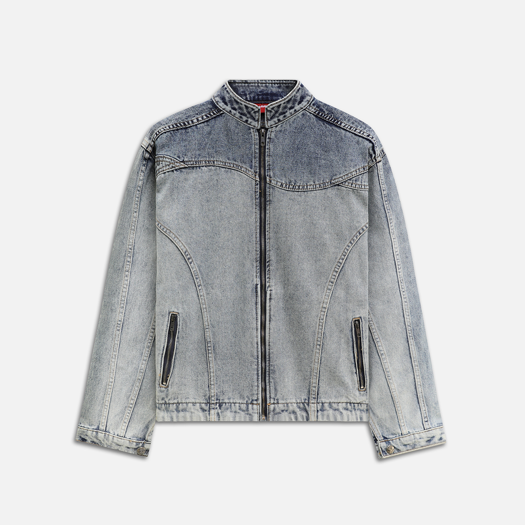 CONTOURED DENIM JACKET - BLUE