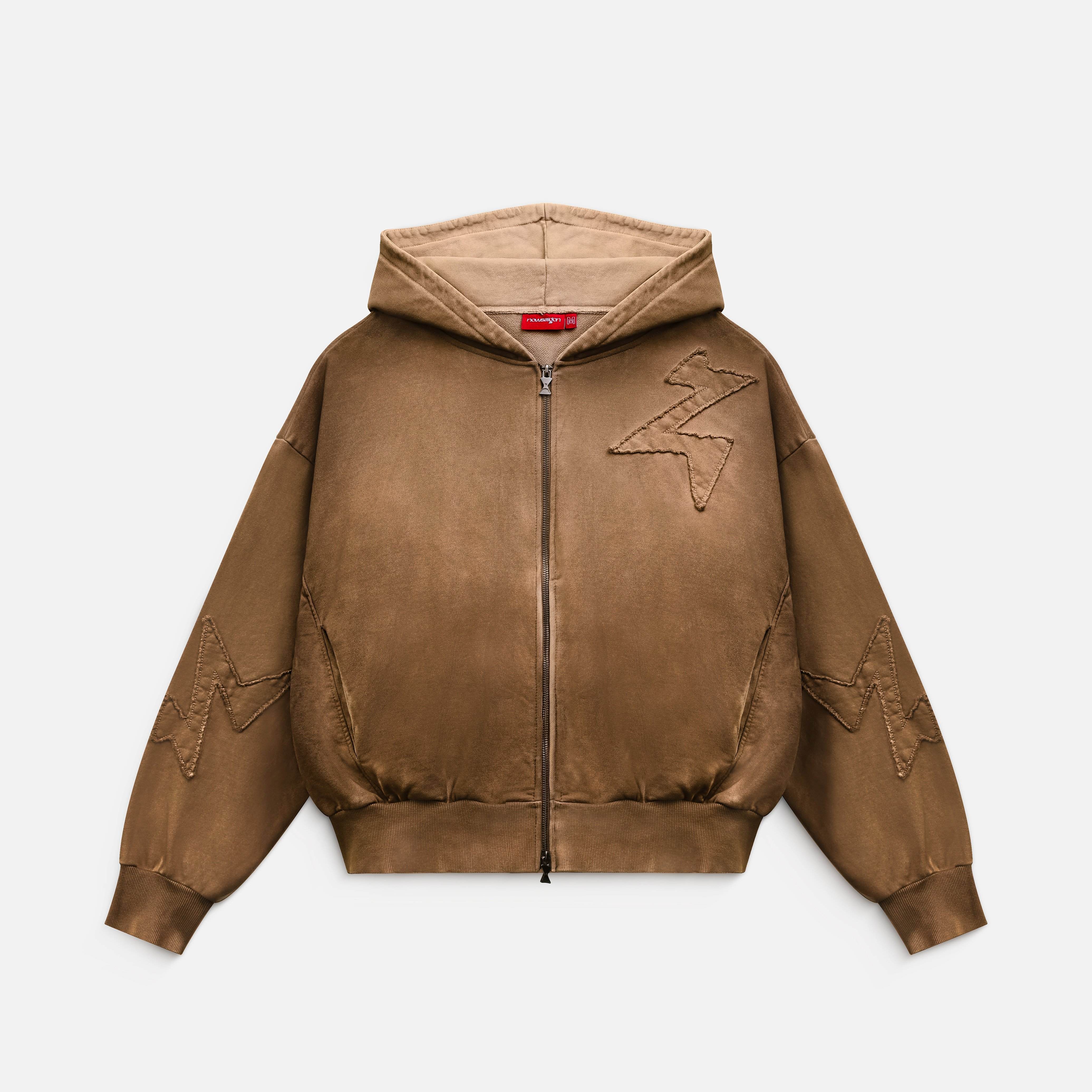 PATCH HOODIE - WASHED BROWN