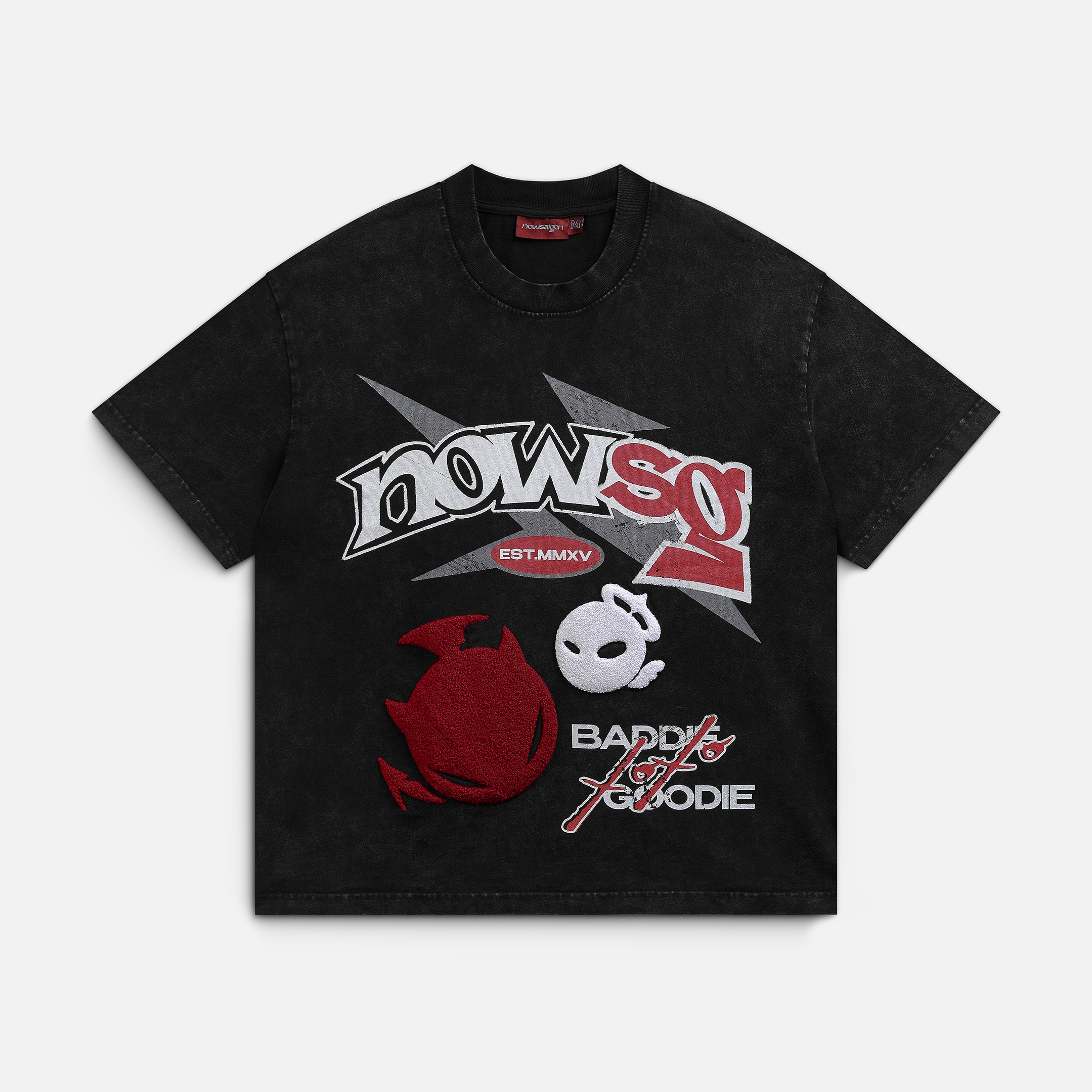 CHENILLE ICONS TEE - WASHED BLACK