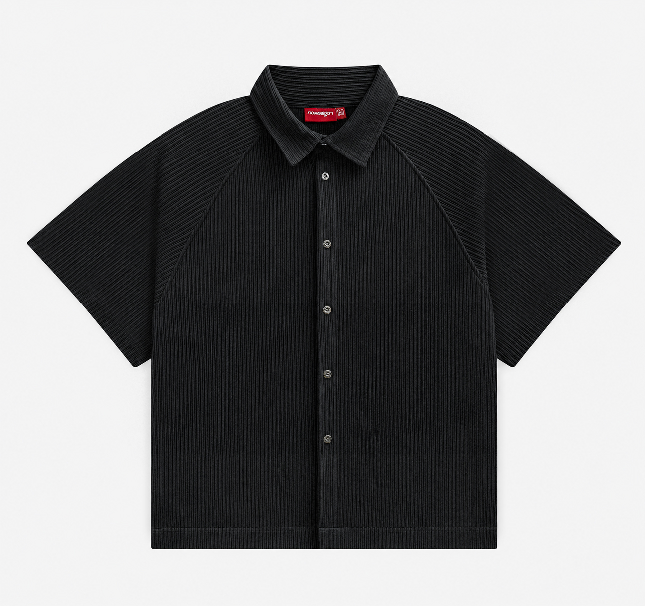 S/S RAGLAN RIBBED SHIRTS - BLACK