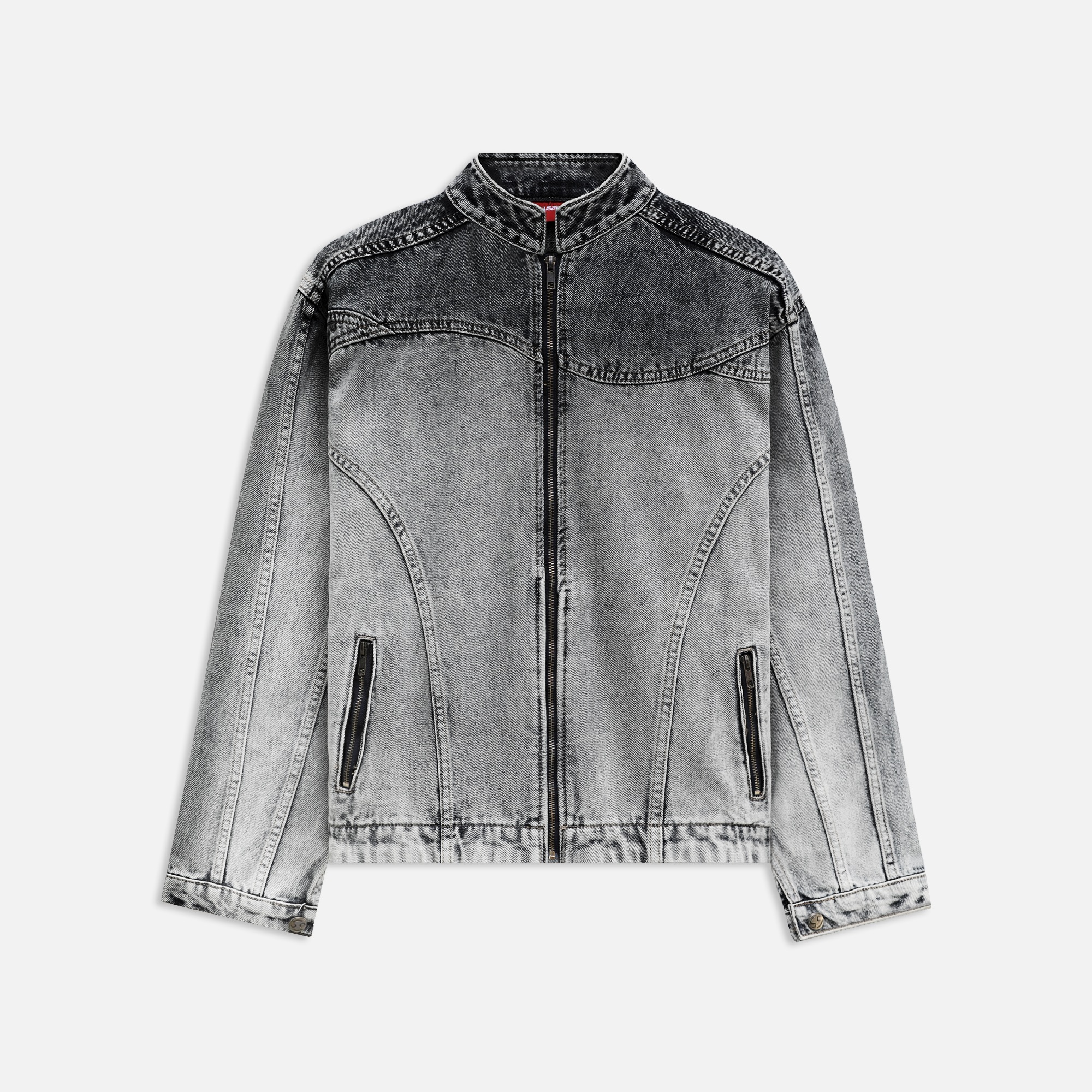 CONTOURED DENIM JACKET - GREY