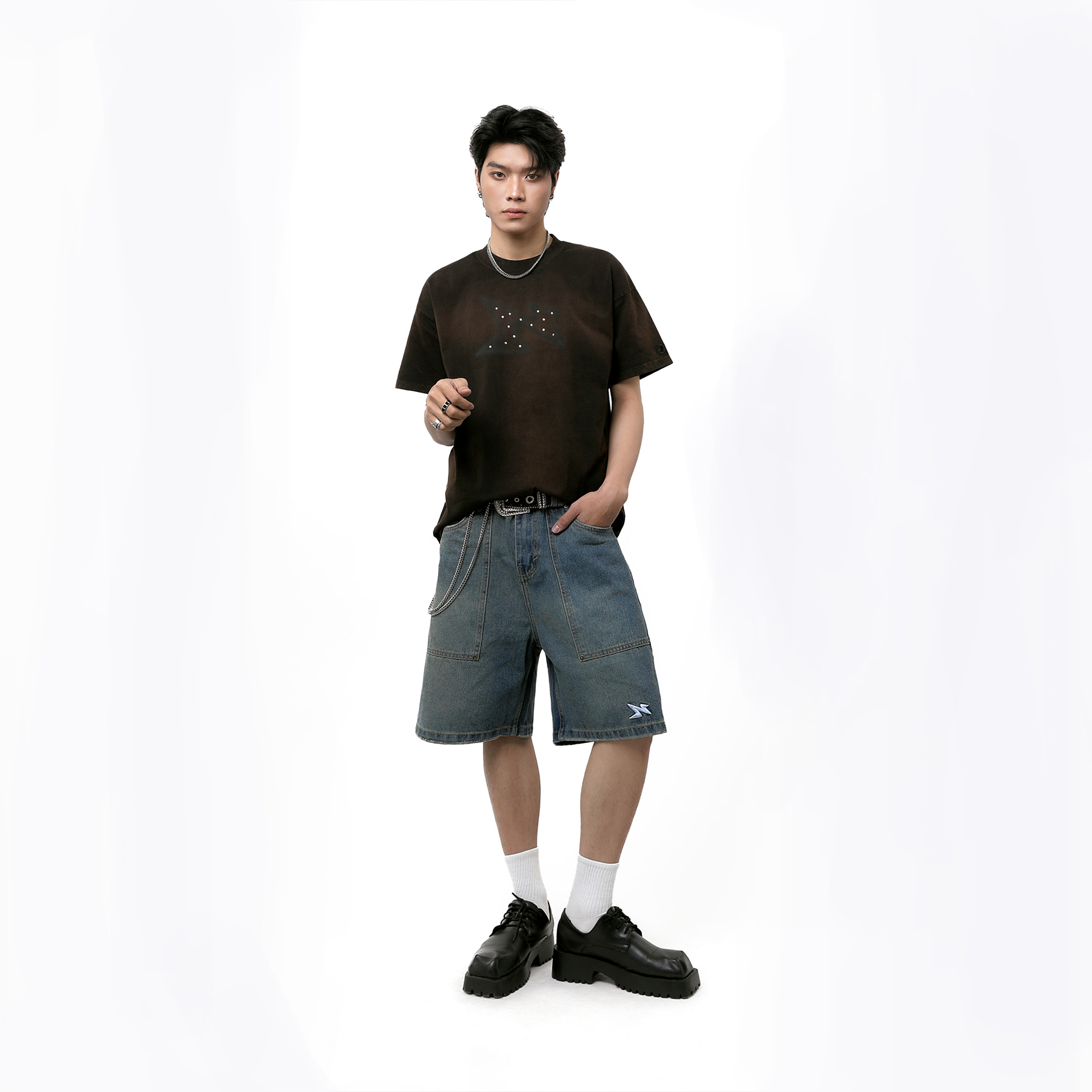 SHADOW PIGMENT WASHED TEE - BROWN