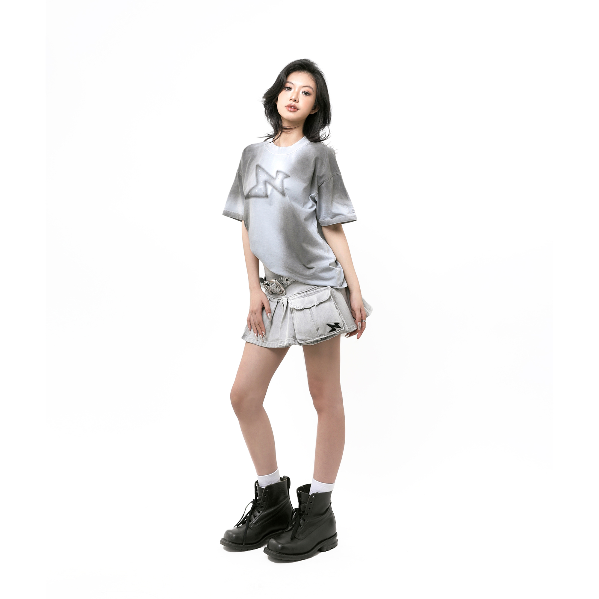 SHADOW PIGMENT WASHED TEE - GREY