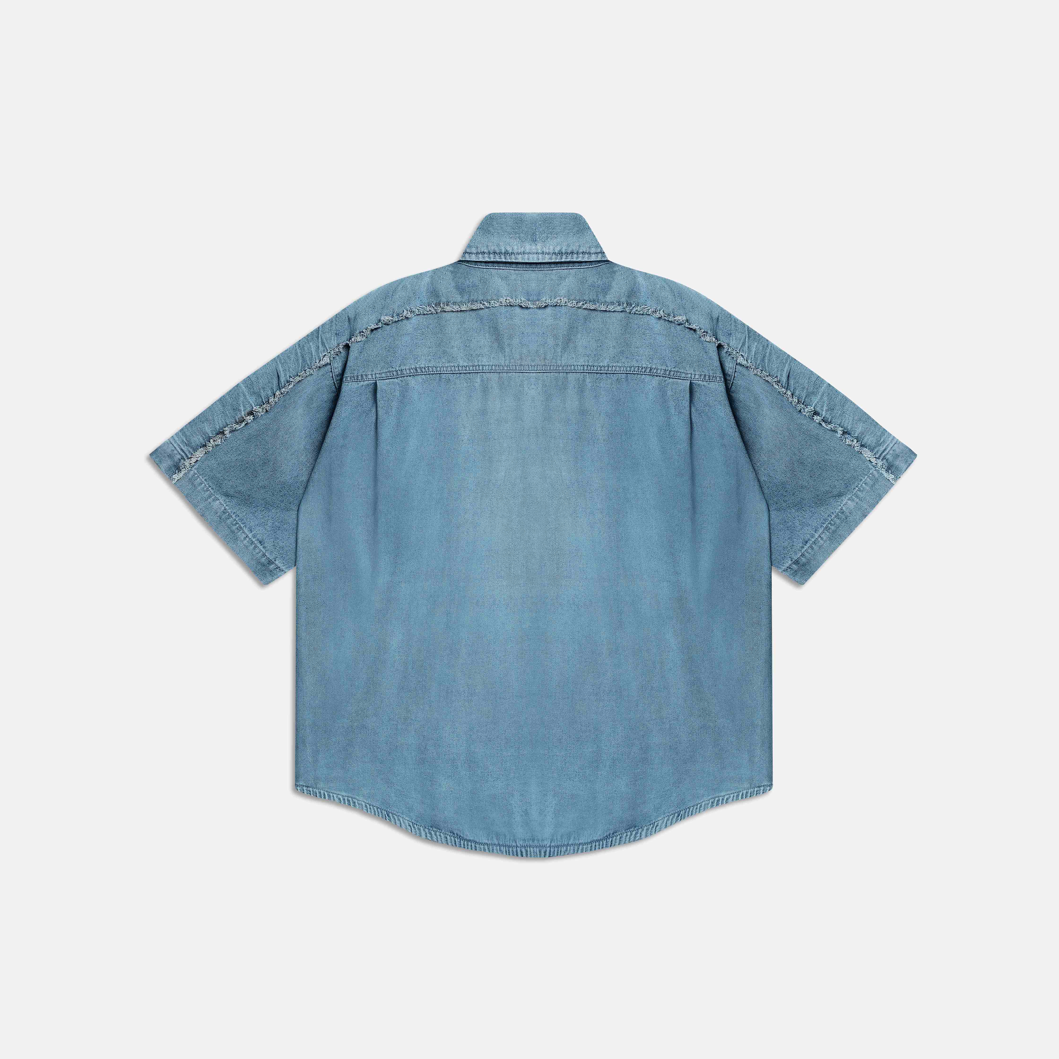 S/S PATCH DENIM SHIRTS - BLUE