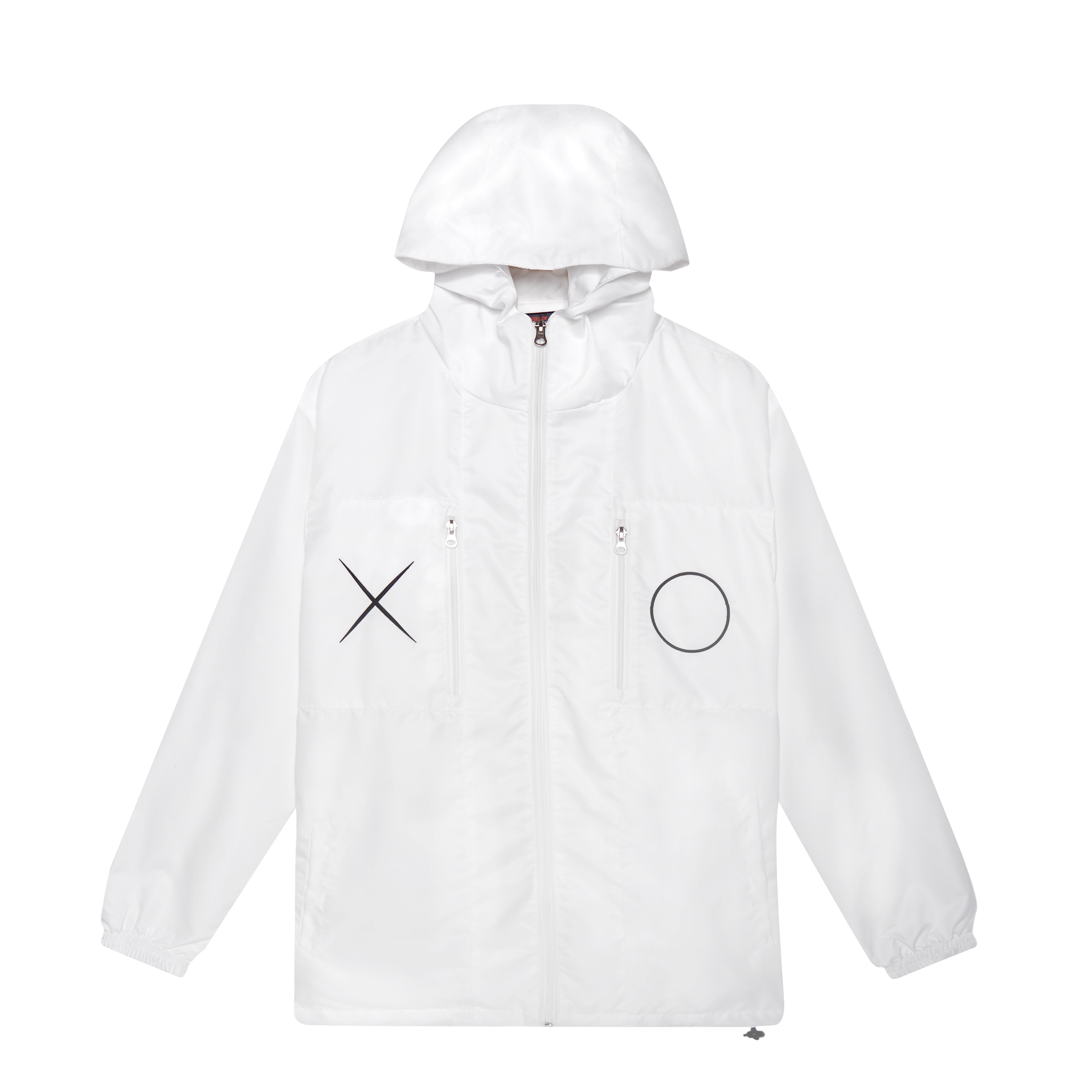 white lightweight pullover windbreaker jacket