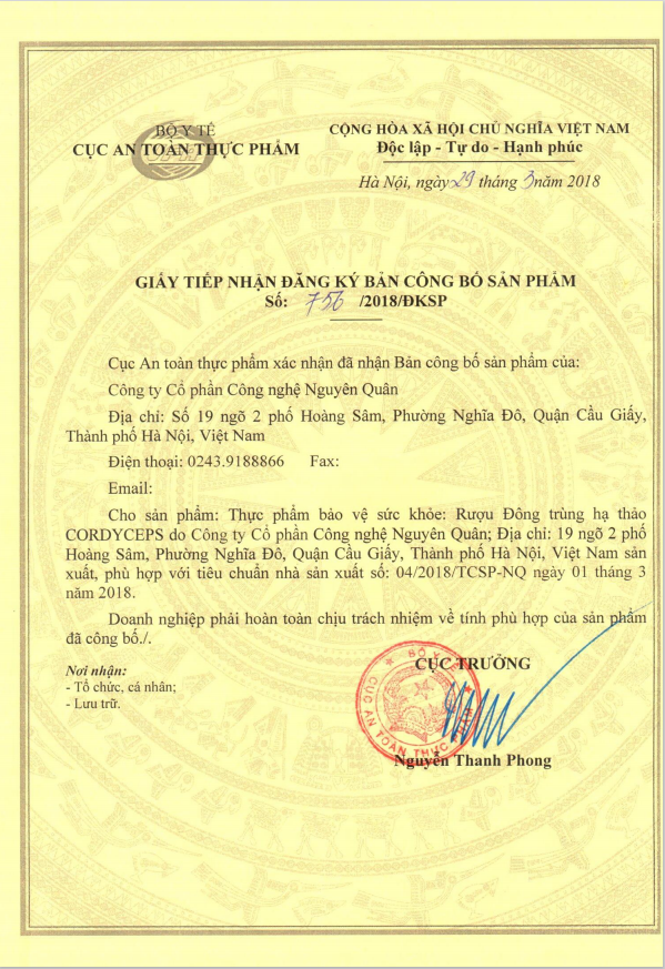 KIỂM NGHIỆM RƯỢU ĐÔNG TRÙNG HẠ THẢO