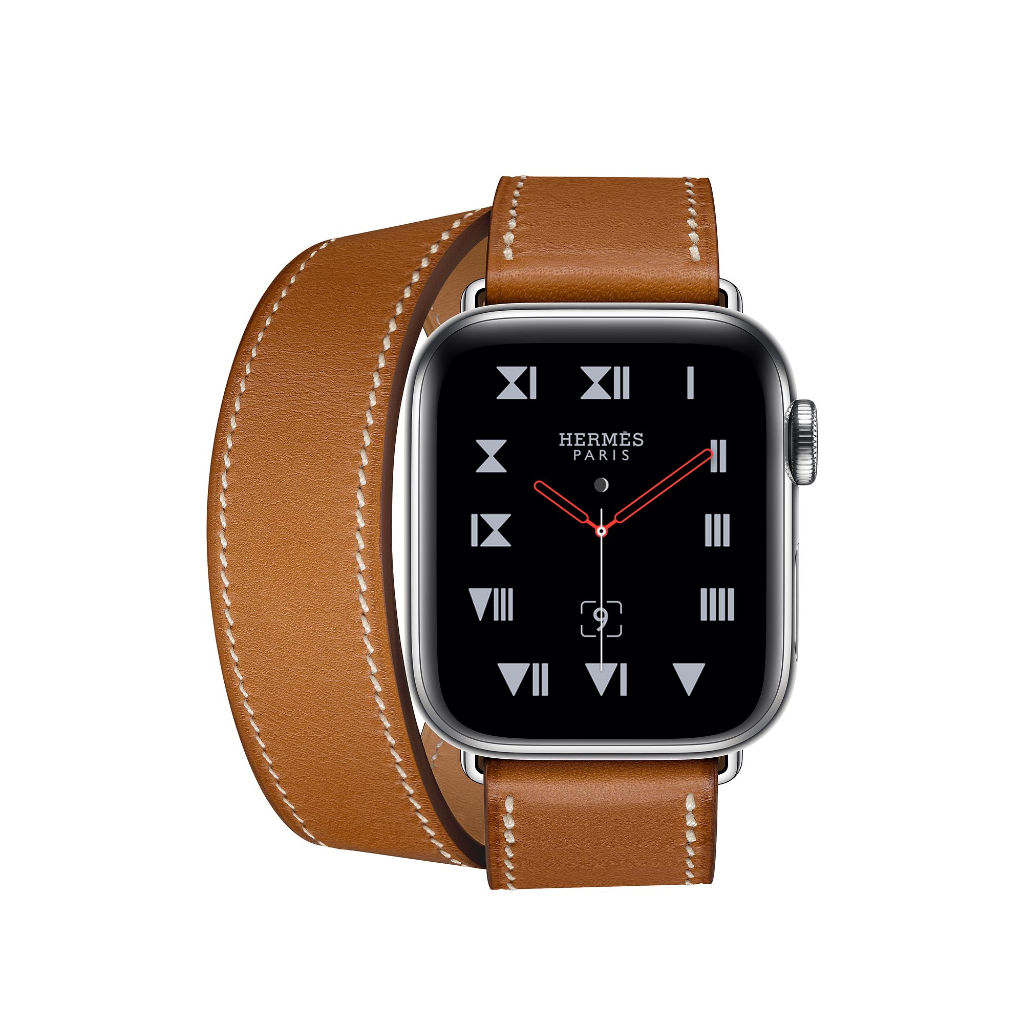 apple watch hermès stainless steel case with fauve barenia leather double tour