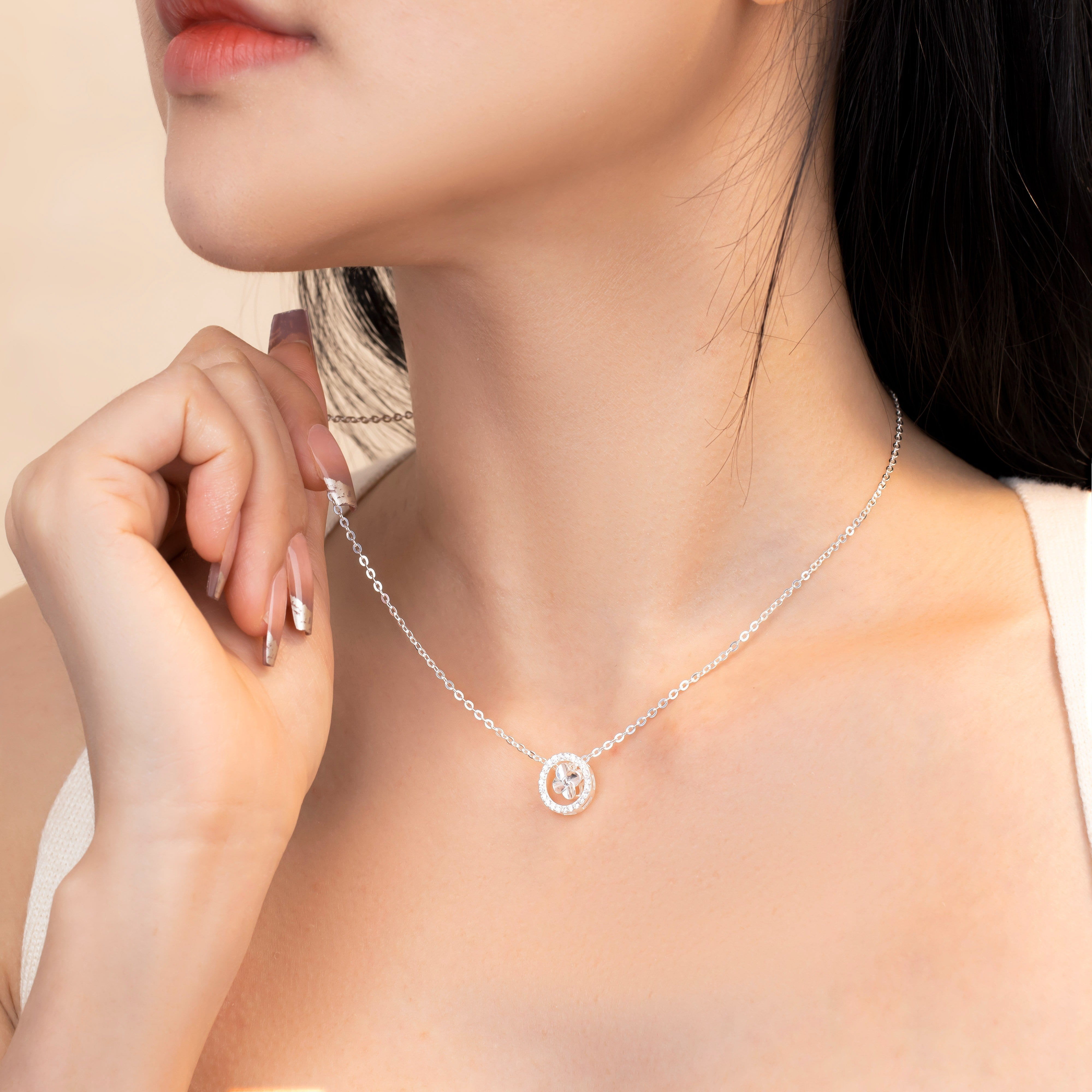 Dây chuyền bạc 925 cao cấp cỏ 4 lá - SD54114