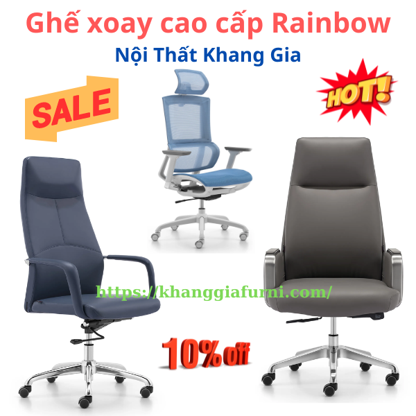 Ghế Xoay Rainbow 2024: 8 Mẫu Bán Chạy Nhất tại Nội Thất Khang Gia TPHCM