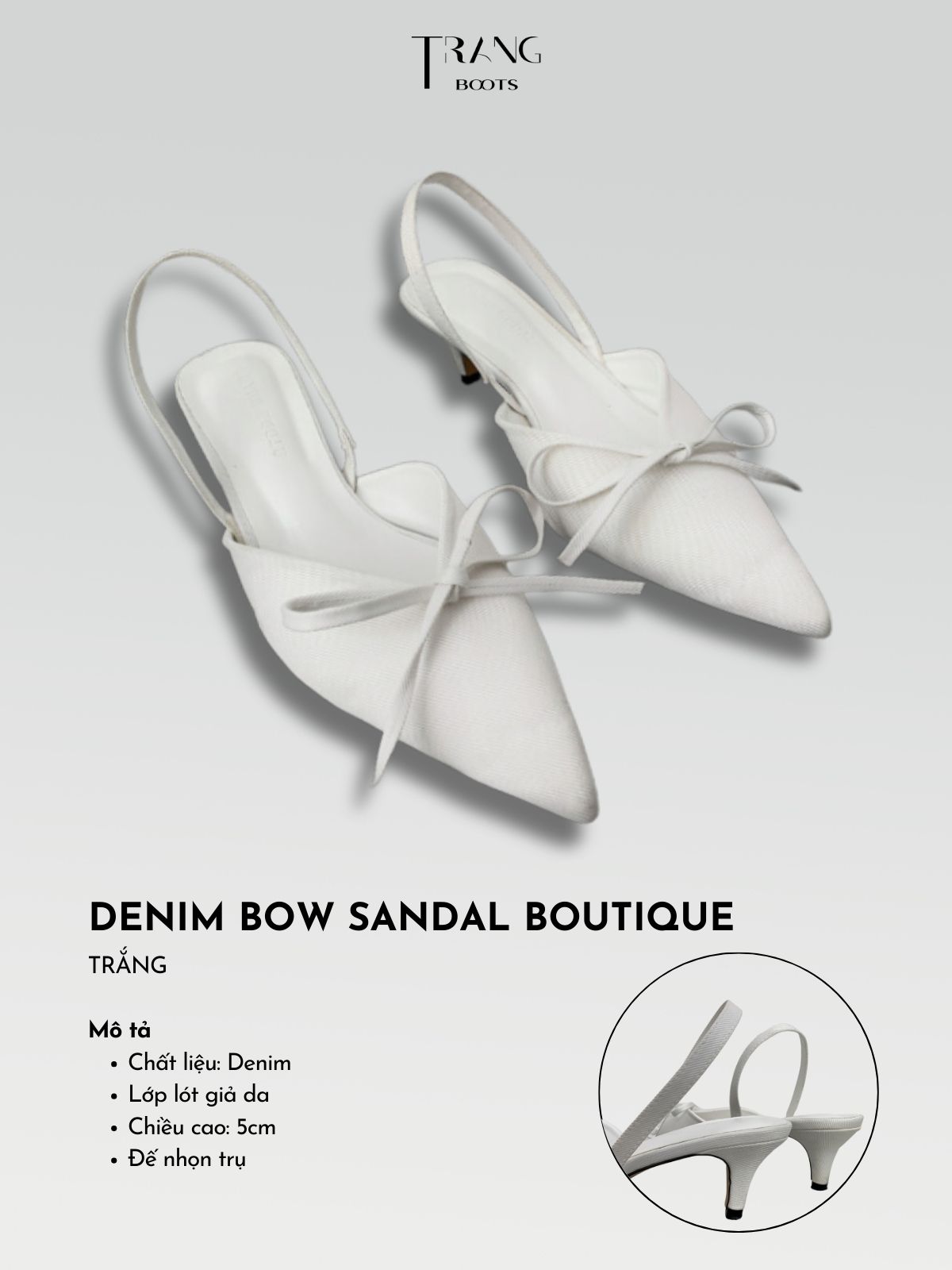 DENIM BOW SANDAL BOUTIQUE WHITE - GIÀY SANDAL NỮ ĐÍNH NƠ DENIM