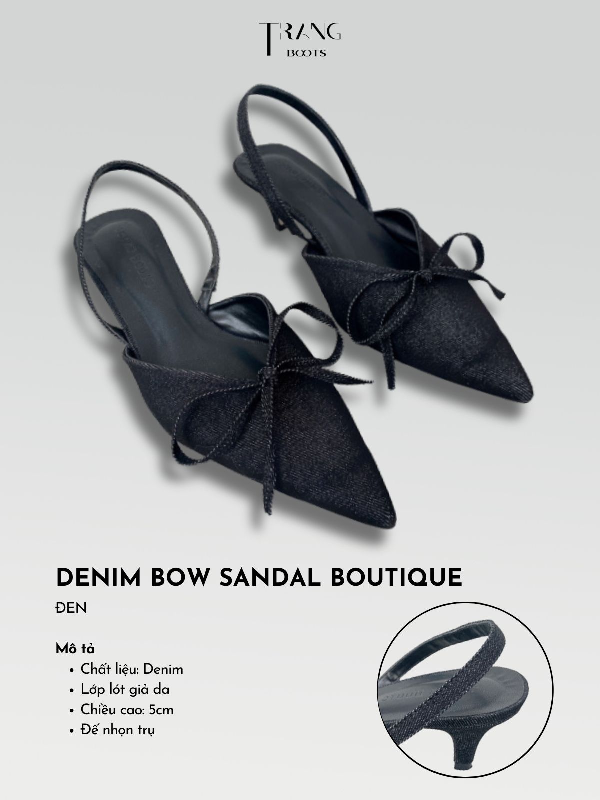 DENIM BOW SANDAL BOUTIQUE BLACK - GIÀY SANDAL NỮ ĐÍNH NƠ DENIM ĐEN