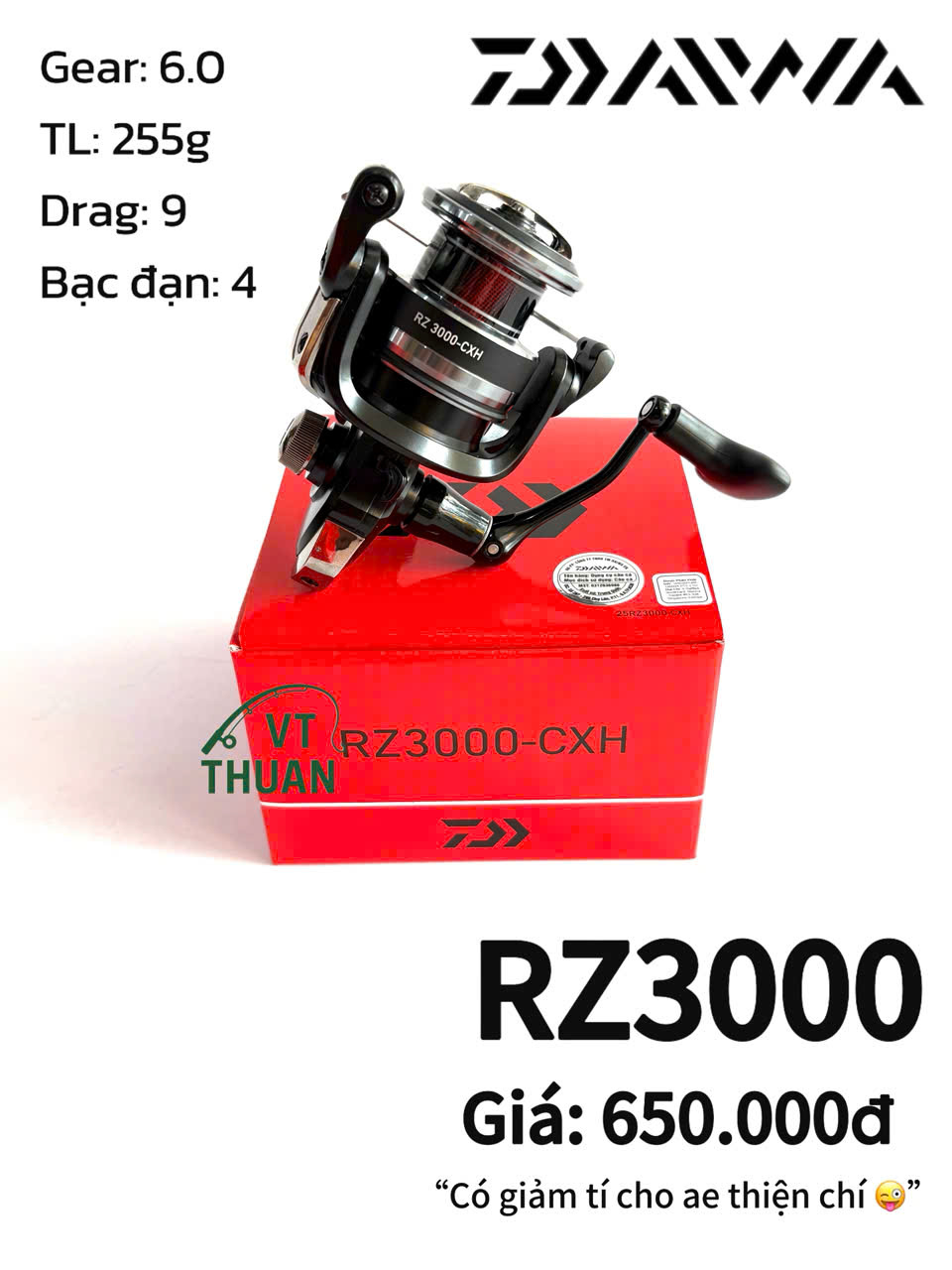 [VT THUẬN] Máy câu Daiwa RZ 2025 New mẫu mới nhất hiện nay đầy đủ các szie