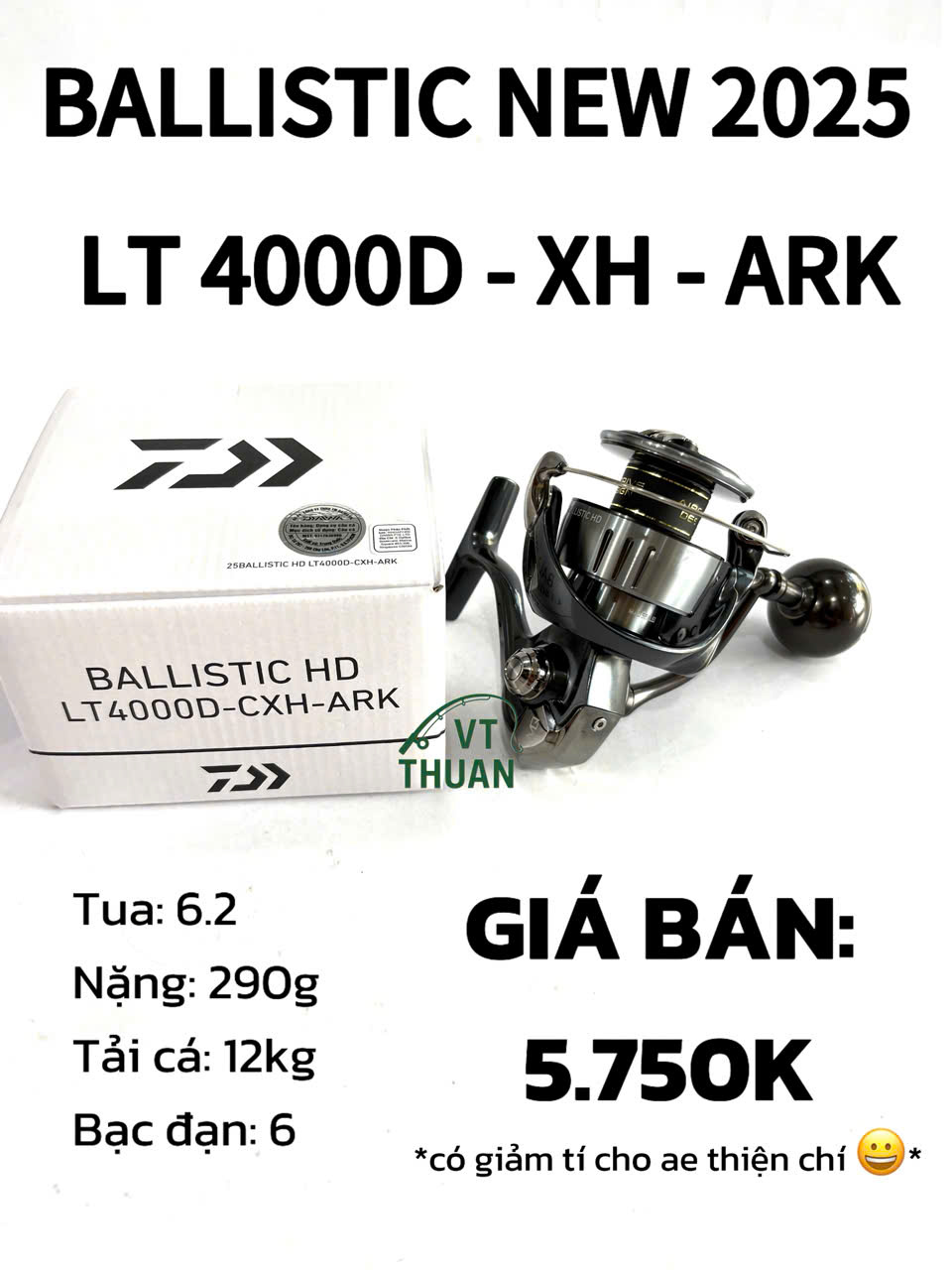 Máy câu Daiwa Ballistic HD NEW 2025 LT 3000D / 4000D / 5000D chính hãng – Chống nước, siêu bền, siêu nhẹ