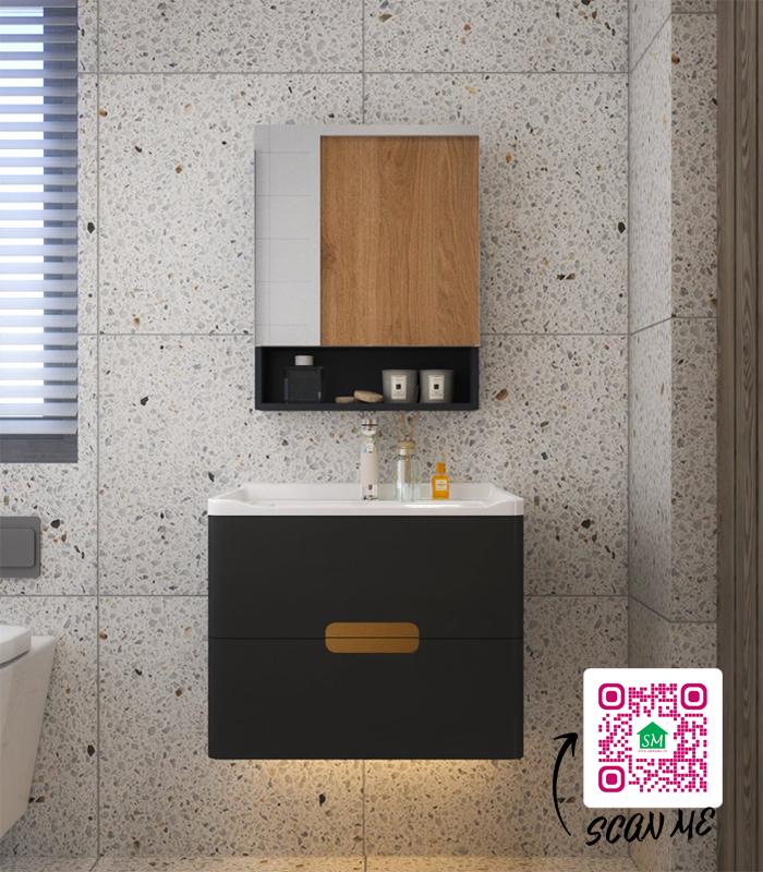Tủ gương tròn treo tường: Tủ gương tròn treo tường là xu hướng nổi bật trong thiết kế phòng tắm năm