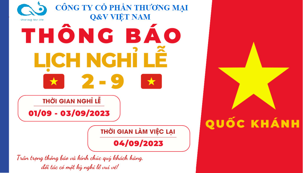 THÔNG BÁO LỊCH NGHỈ LỄ QUỐC KHÁNH 2/9