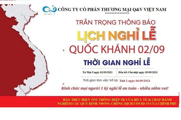 THÔNG BÁO LỊCH NGHỈ LỄ QUỐC KHÁNH 2/9/2021