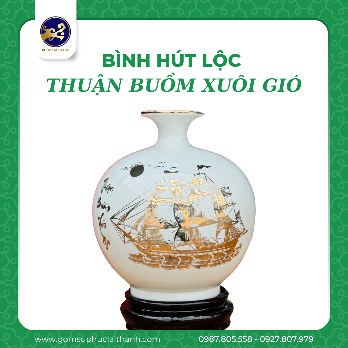 Khám phá ý nghĩa và cách bài trí Bình Hút Lộc, Mai Bình Phong Thuỷ – Tinh hoa gốm sứ Bát Phúc La Thành