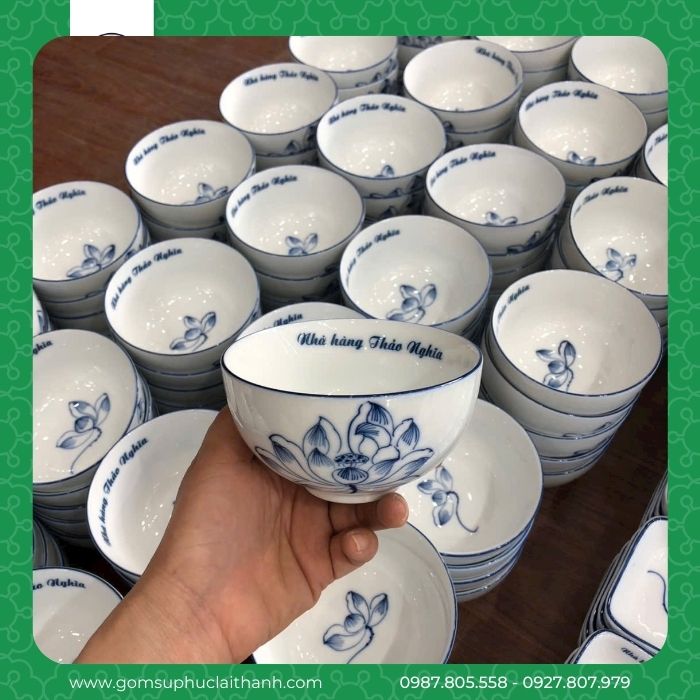 Mẫu bát đĩa Liên Hoa in tên thương hiệu