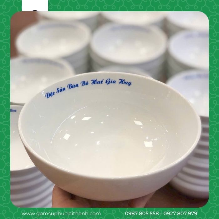 Mẫu bát đĩa Trắng in tên nhà hàng - quán ăn: