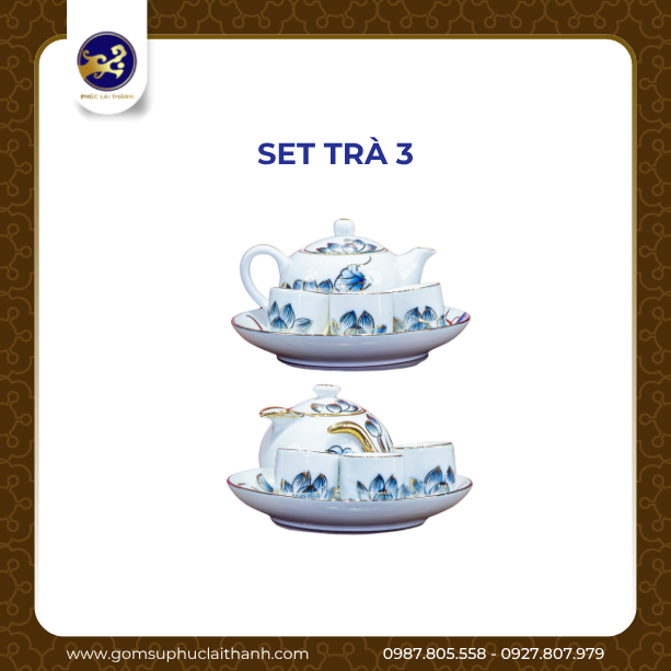 BỘ ĐỒ THỜ SEN CHÀM VÀNG KIM