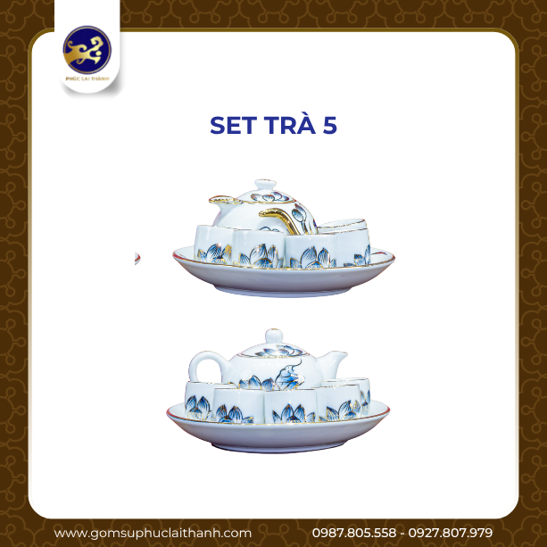 BỘ ĐỒ THỜ SEN CHÀM VÀNG KIM