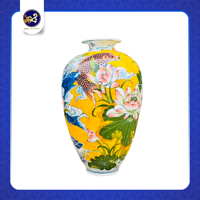 BÌNH VÒ CÁ VŨ MÔN MEN VÀNG