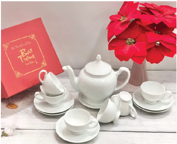 Bộ ấm chén Hoàng Cung Trắng