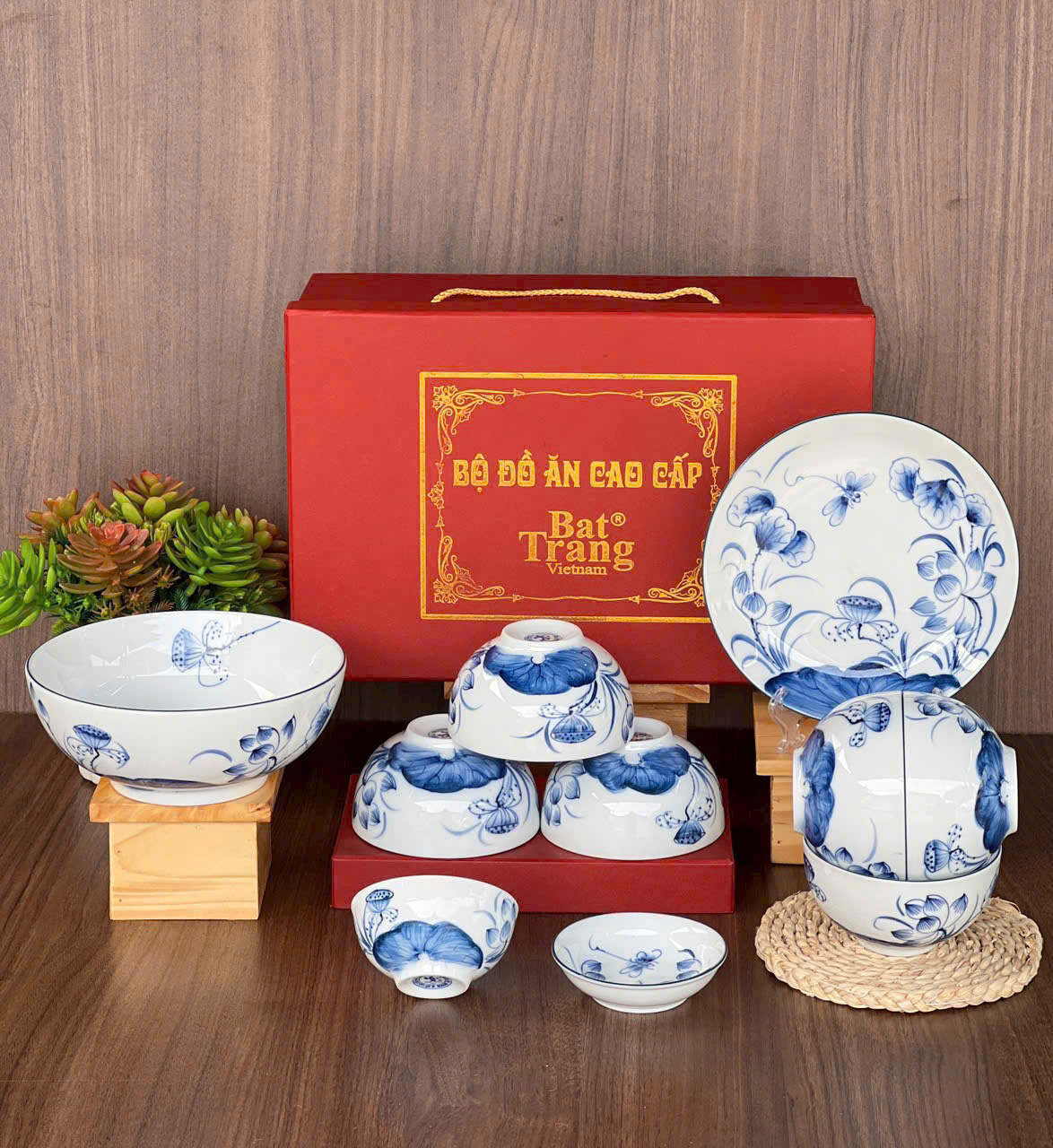 Bộ Đồ Ăn Quà Tặng Gia Đình Sứ Bát Tràng