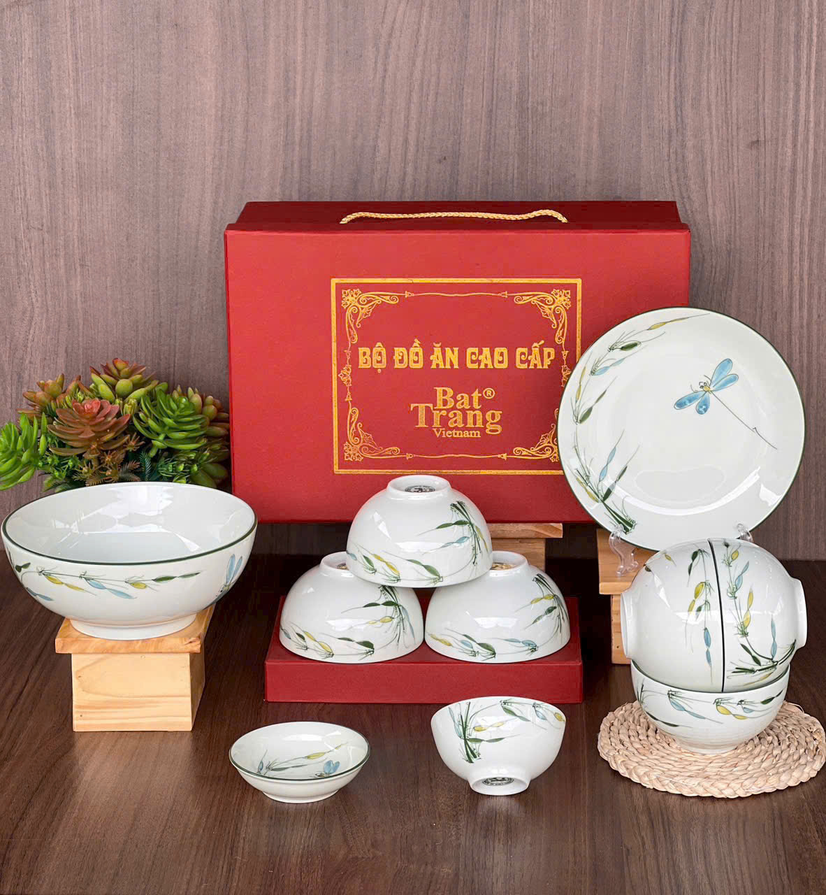 Bộ Đồ Ăn Quà Tặng Gia Đình Sứ Bát Tràng