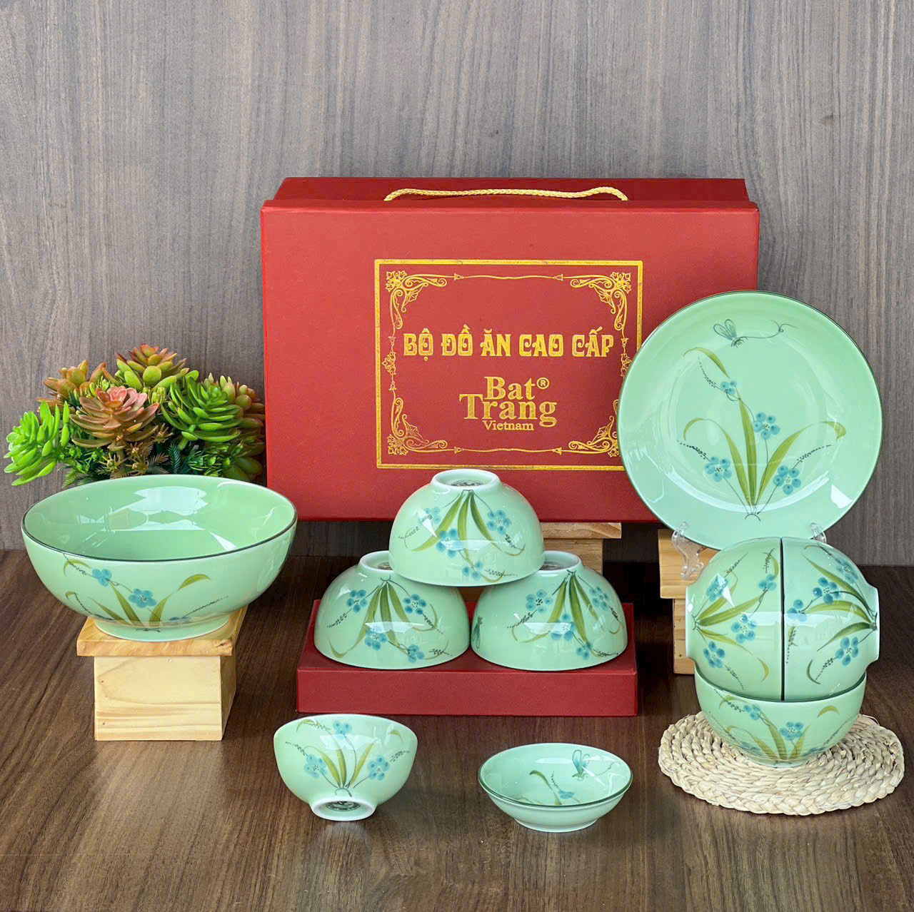 Bộ Đồ Ăn Quà Tặng Gia Đình Sứ Bát Tràng