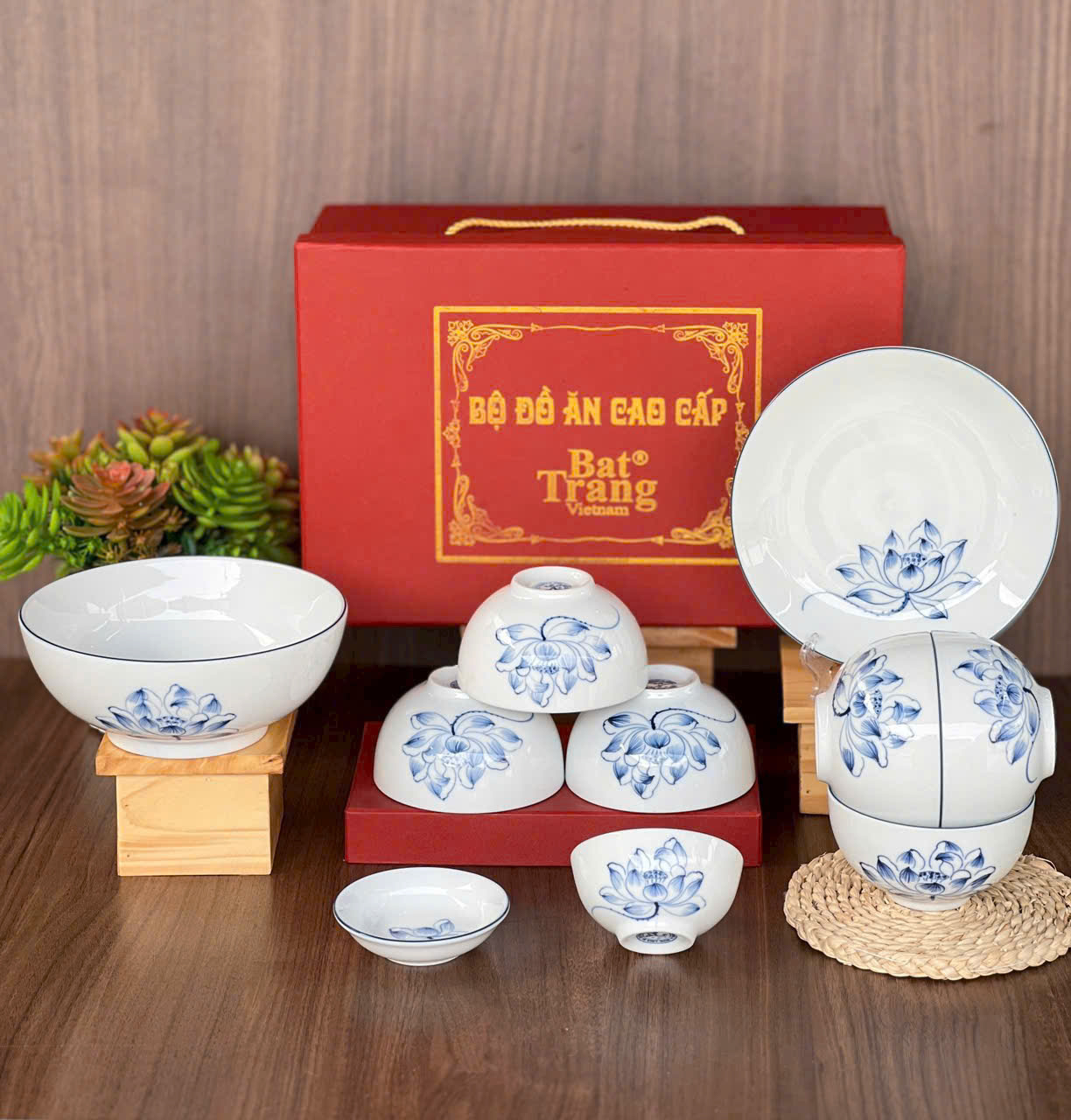 Bộ Đồ Ăn Quà Tặng Gia Đình Sứ Bát Tràng