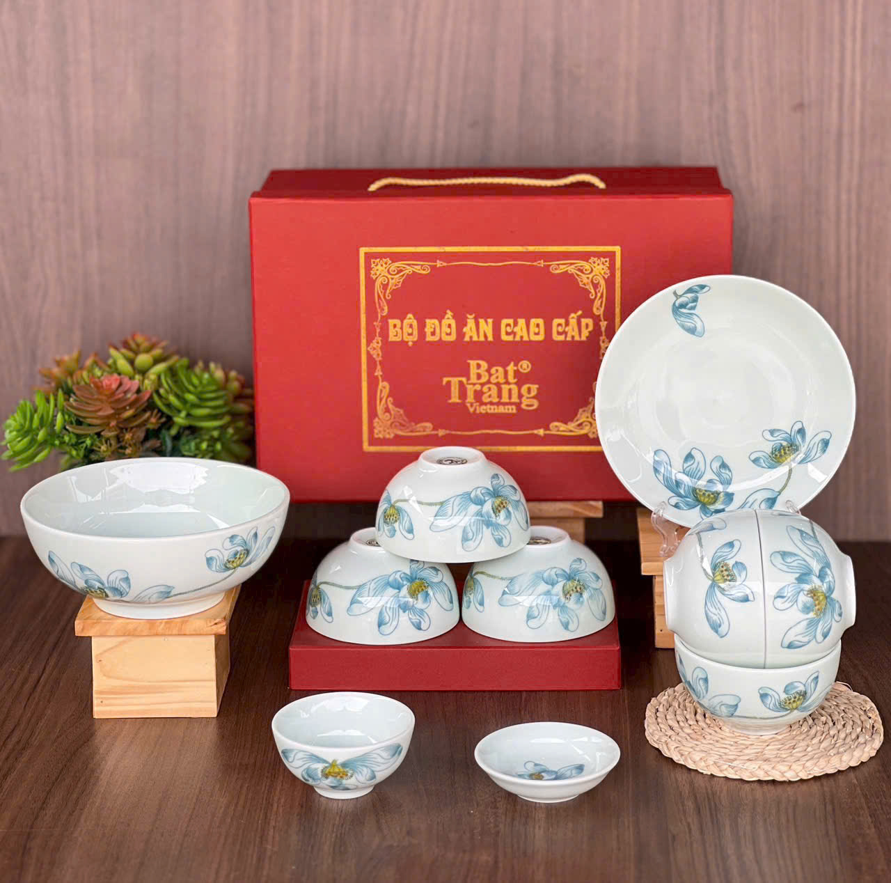 Bộ Đồ Ăn Quà Tặng Gia Đình Sứ Bát Tràng